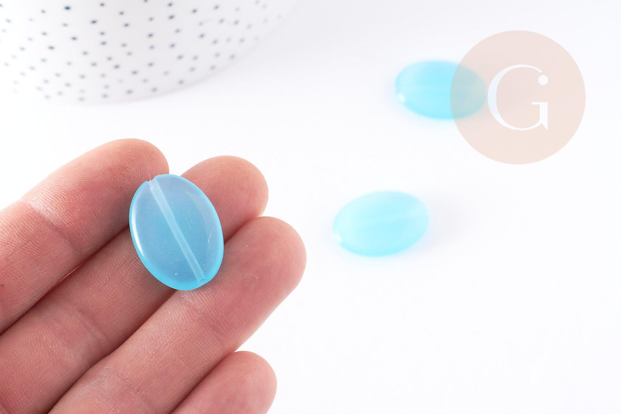 Gingerlily Perles ovale verre turquoise 25mm x2 lisse vintage
