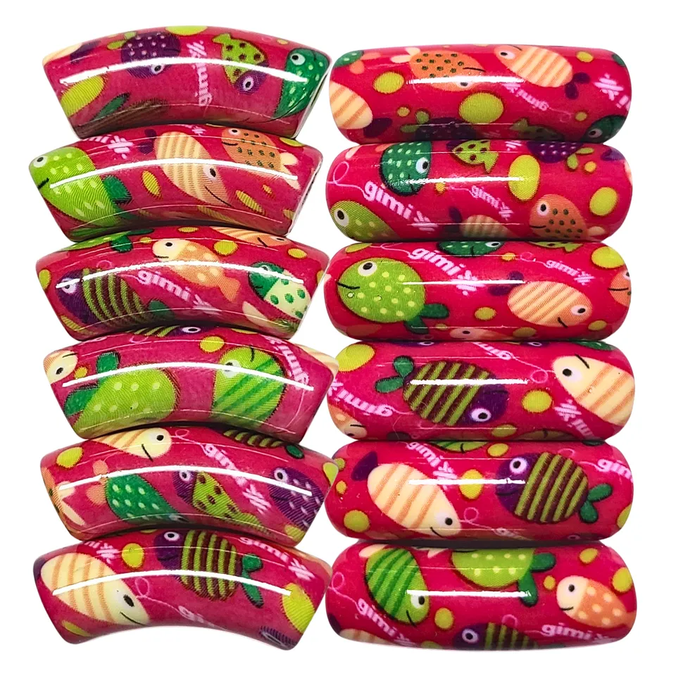 ARTSHOP Tubes DESIGN 1038 Poissons perles tubes x6 roses 12 mm