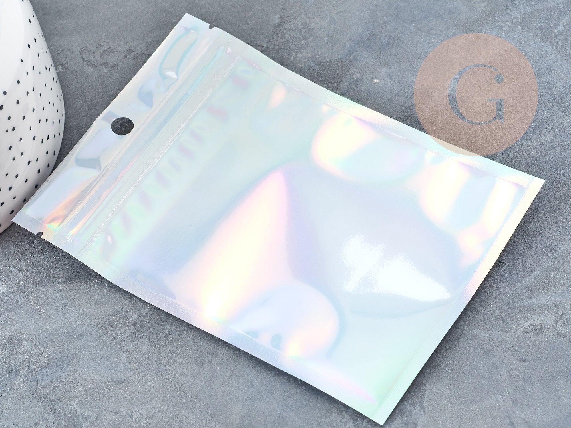 Gingerlily Sachet Zip G9037 gris holographique 10x7cm x5