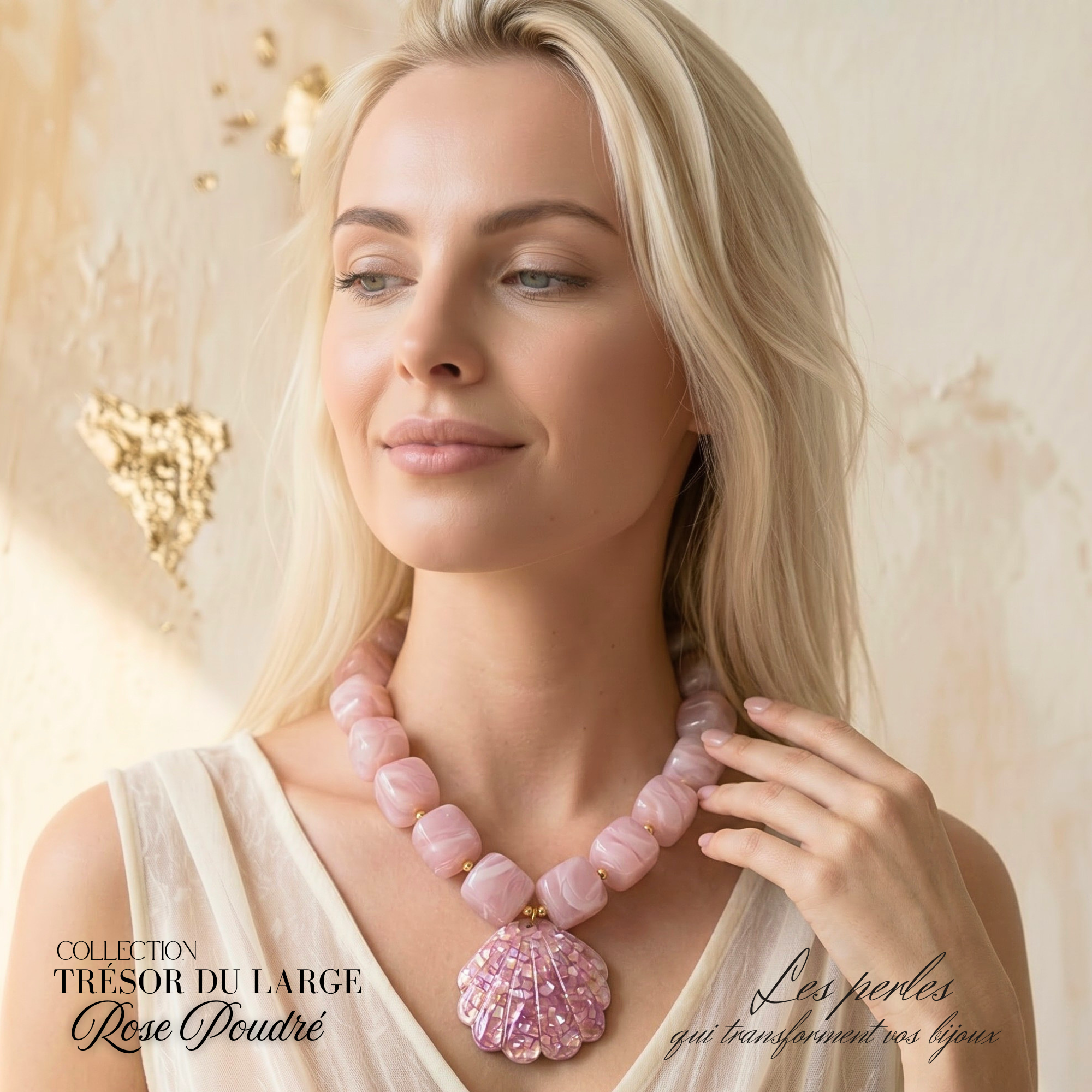 ARTSHOP Trésor du Large Collier Rose poudré kit 52 cm