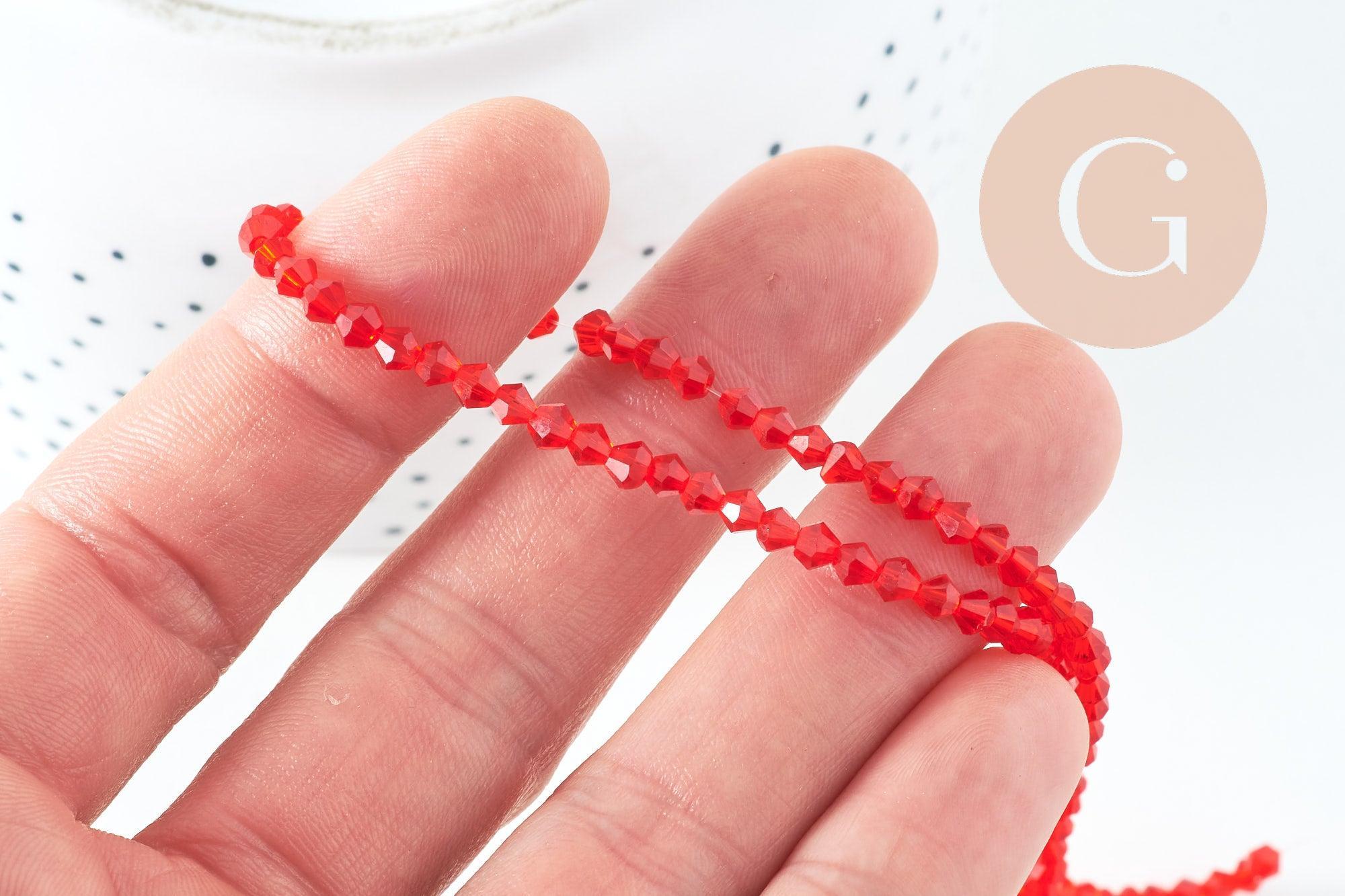 Gingerlily Perles toupies cristal rouge transparent 3,5mm fil