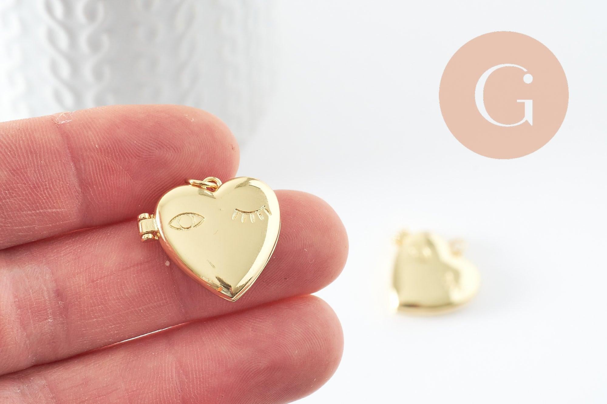 Gingerlily Pendentifs G9549 locket cœur doré 22 mm x1