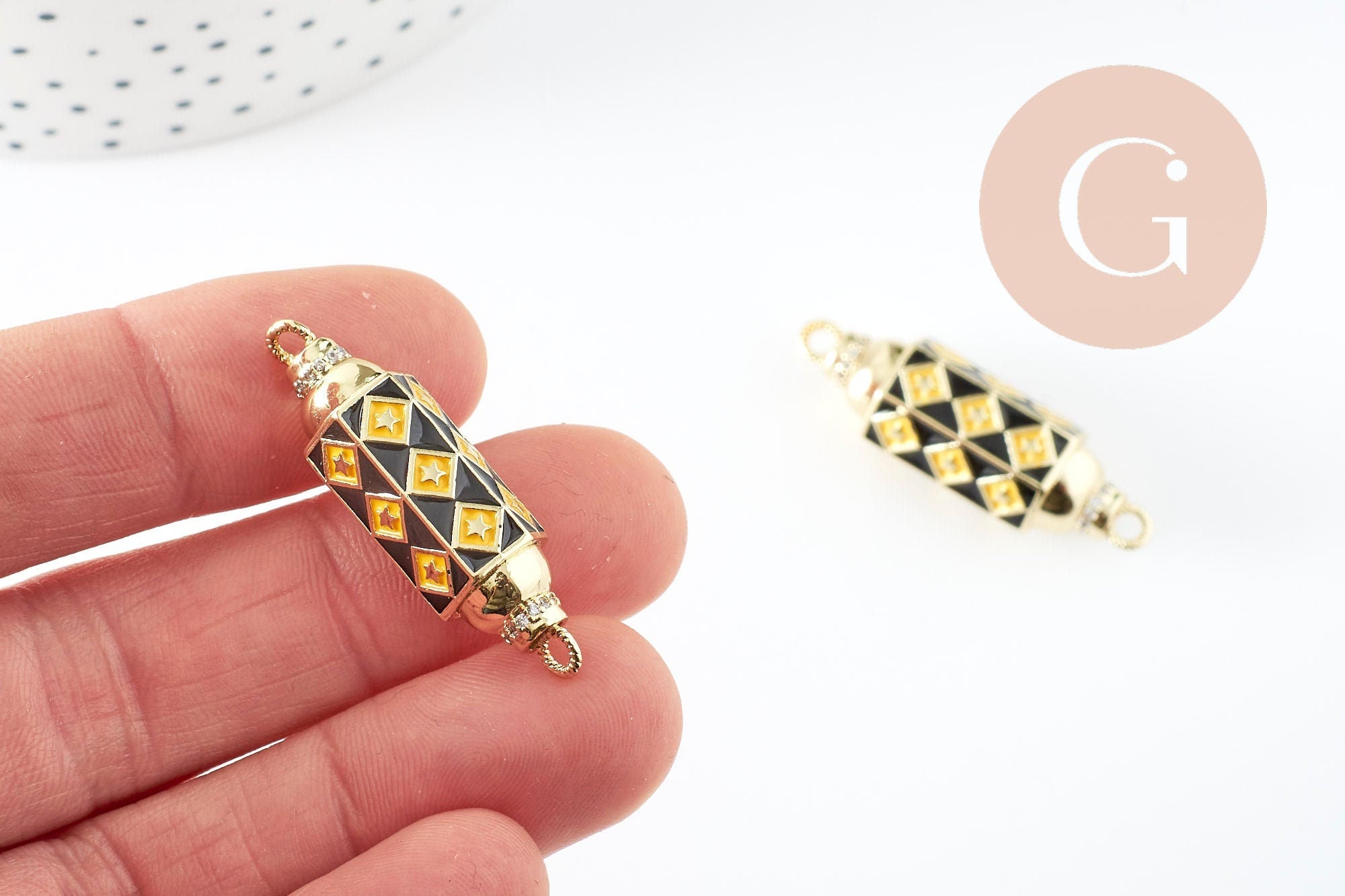Gingerlily Pendentifs DIY G9433 tube talisman damier 34mm