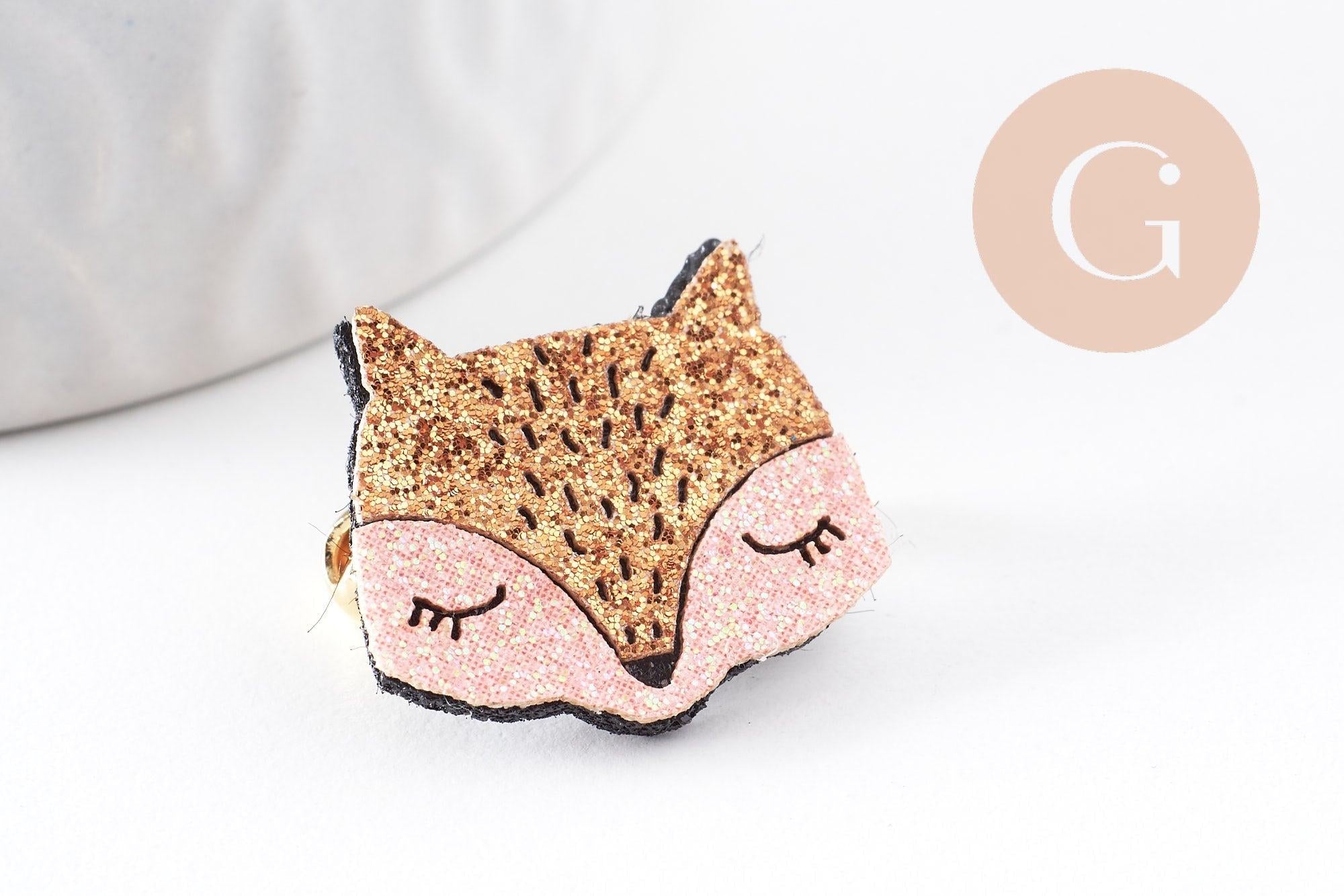 Gingerlily Broches Renard doré rose broche paillettes 21mm x1