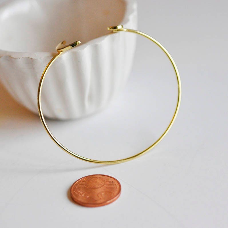 Gingerlily Bracelet jonc réglable lune laiton doré 14K, x1