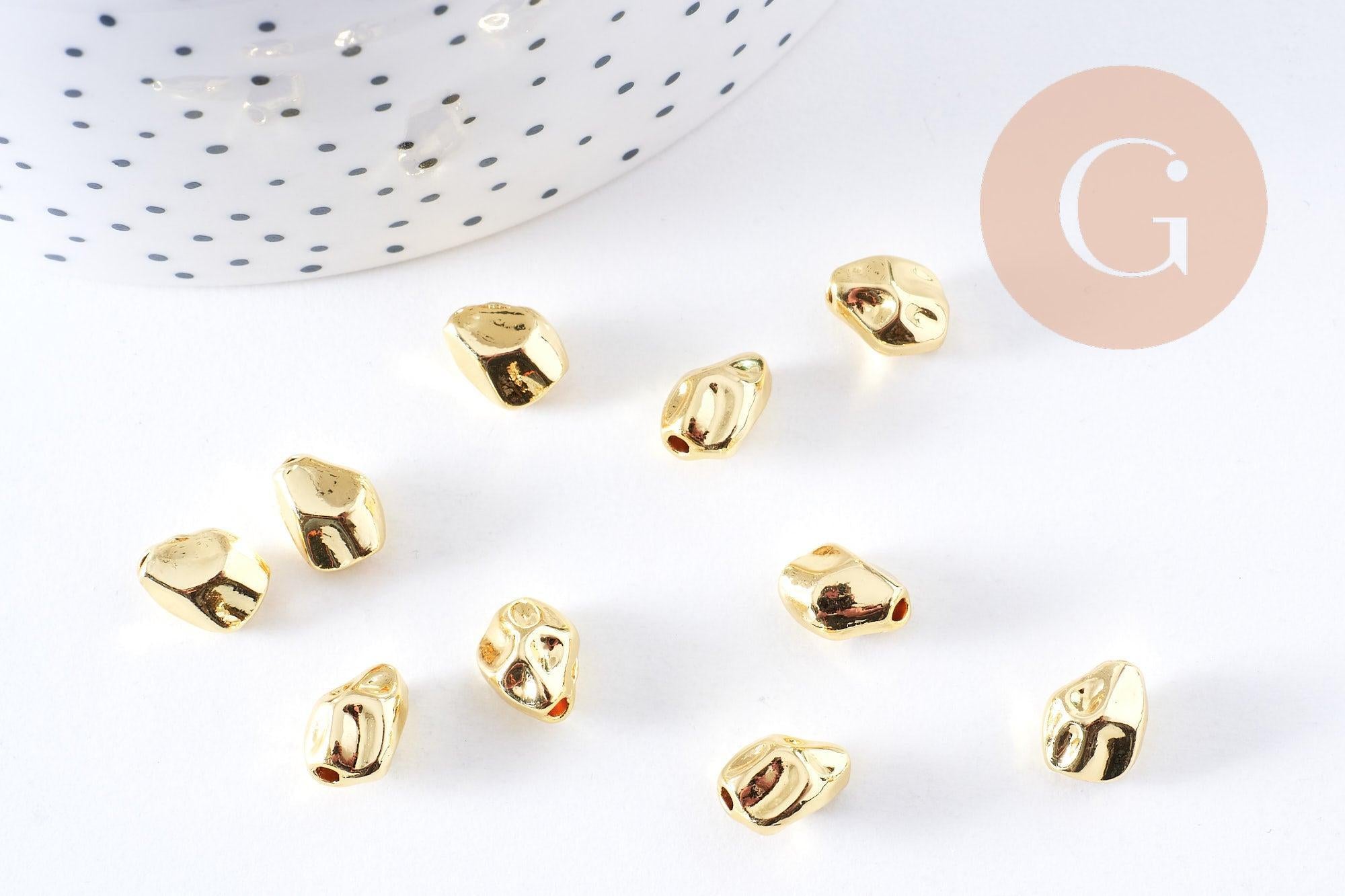 Gingerlily Perles bijoux DIY nuggets doré 9.5x7mm x10 zamac