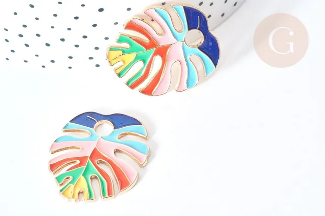 Gingerlily Pendentif G8083 feuille monstera doré 33,5 mm