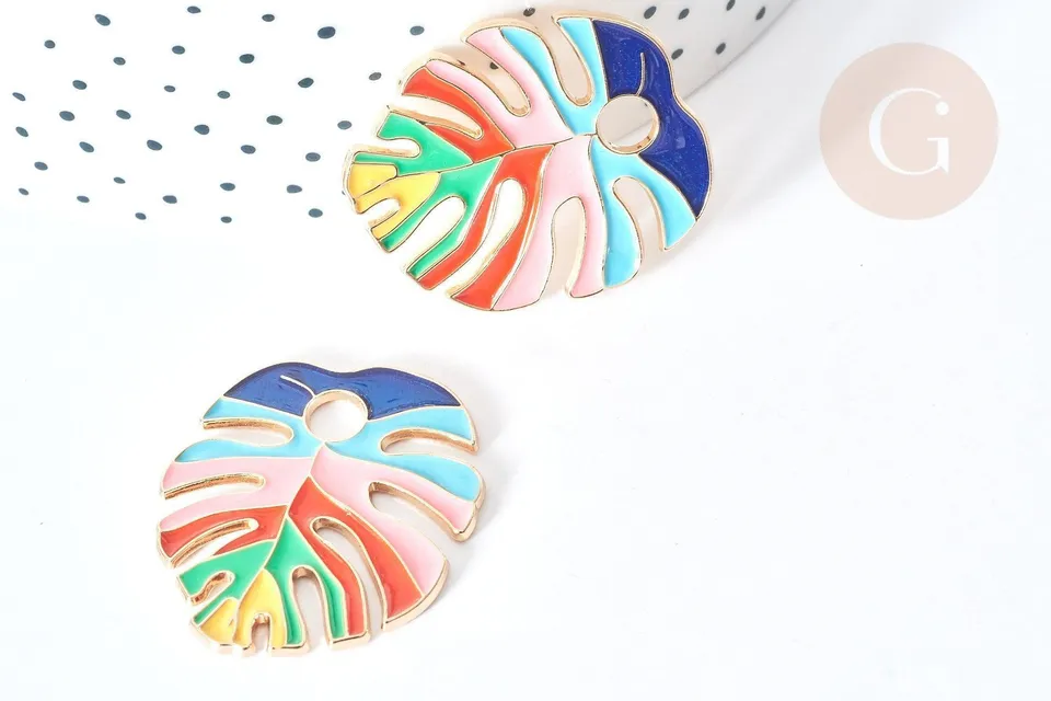 Gingerlily Pendentif G8083 feuille monstera doré 33,5 mm