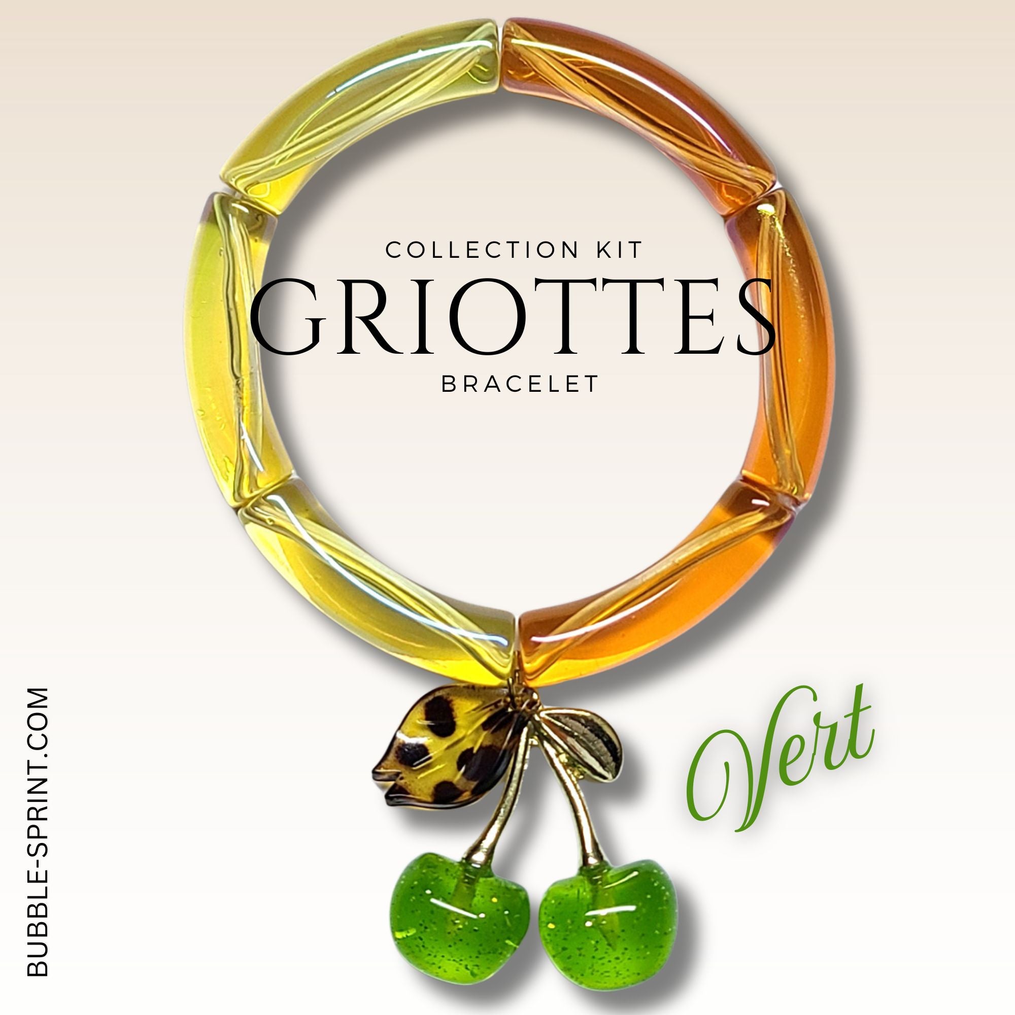 ARTSHOP Griottes vert kit bracelet pendentif cerise