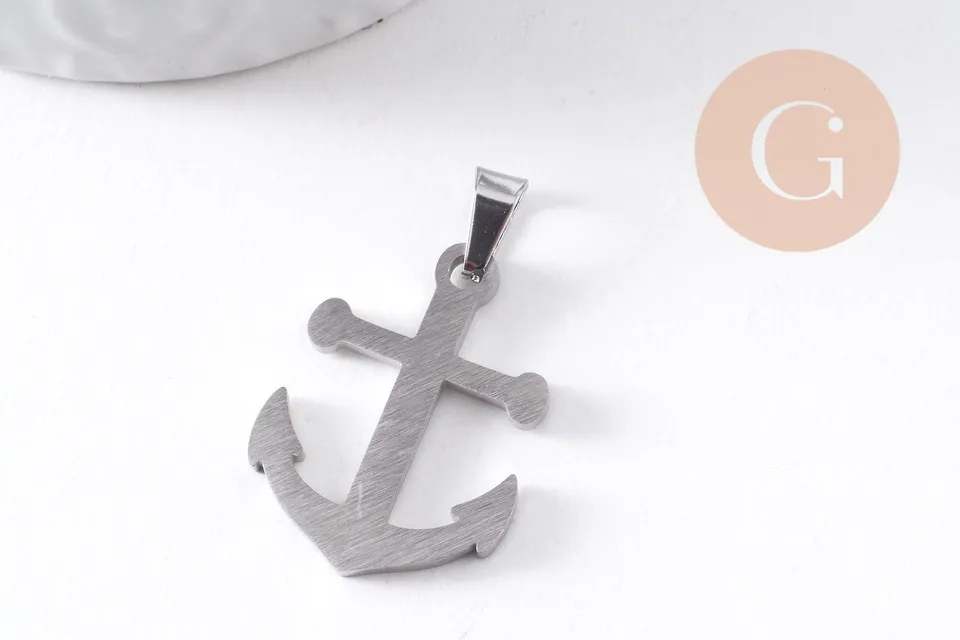 Gingerlily Pendentifs G10377 pendentif ancre acier platine 27mm x1