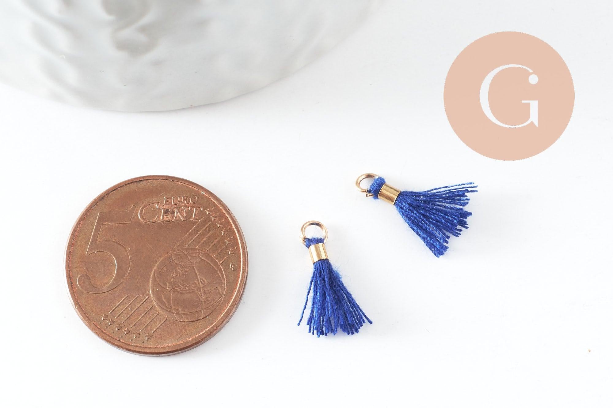 Gingerlily Pendentifs pompon bleu roi polyester x10 G9716