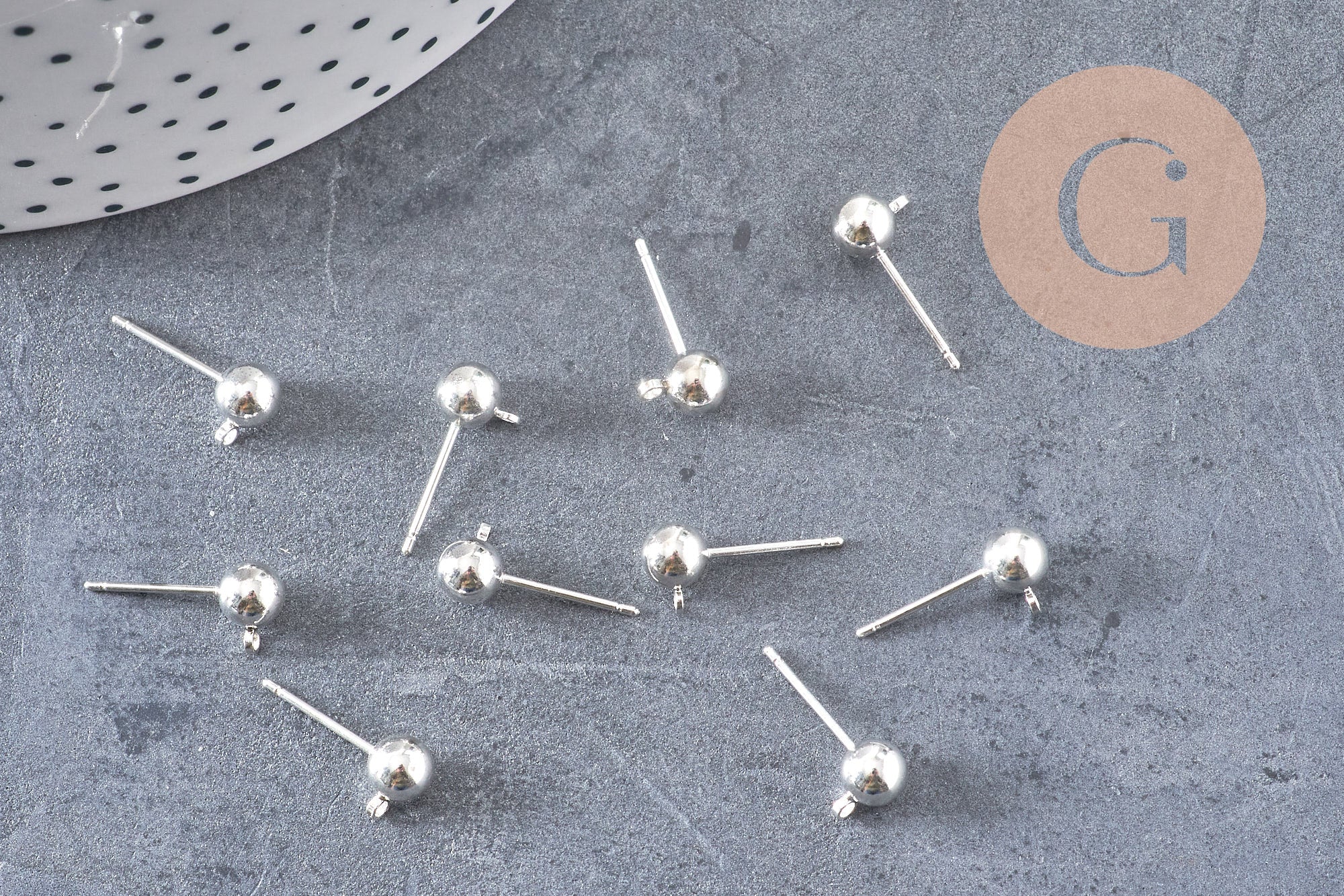 Gingerlily G1248 clous puces boule 5 mm argenté x10