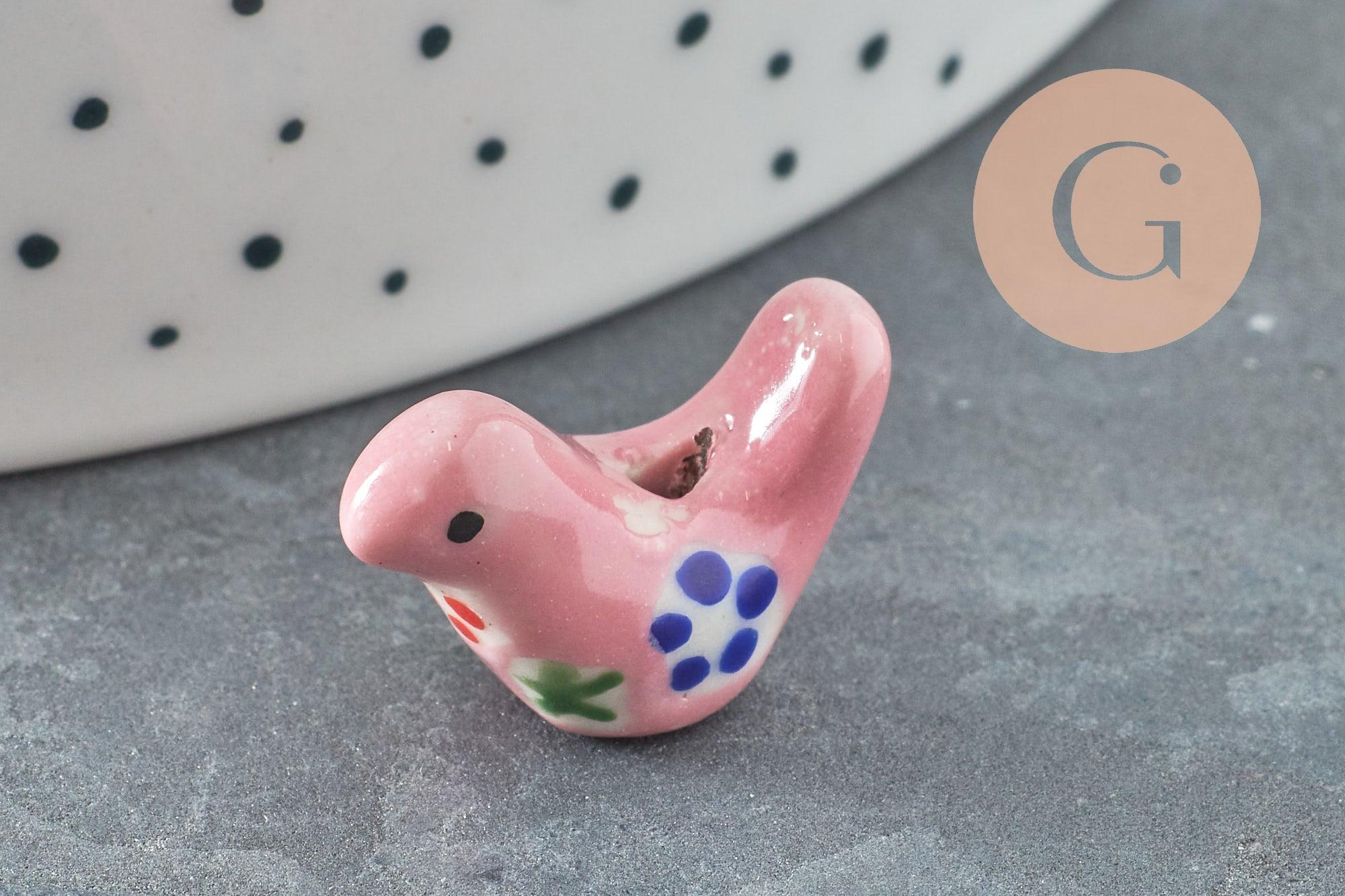 Gingerlily oiseau G9818 perle porcelaine 19mm x1