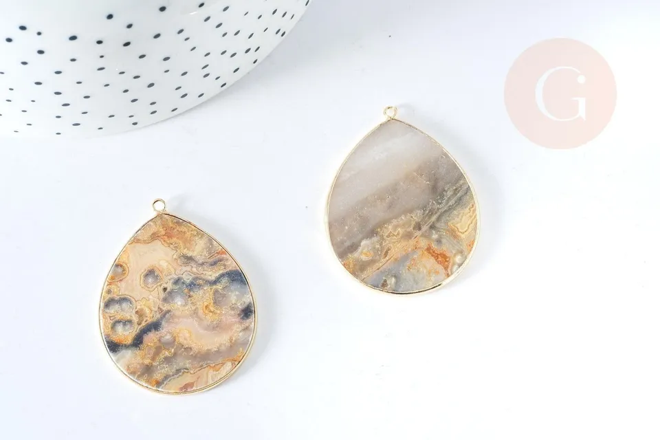 Gingerlily G8371 pendentif goutte agate folle 56-62mm x1