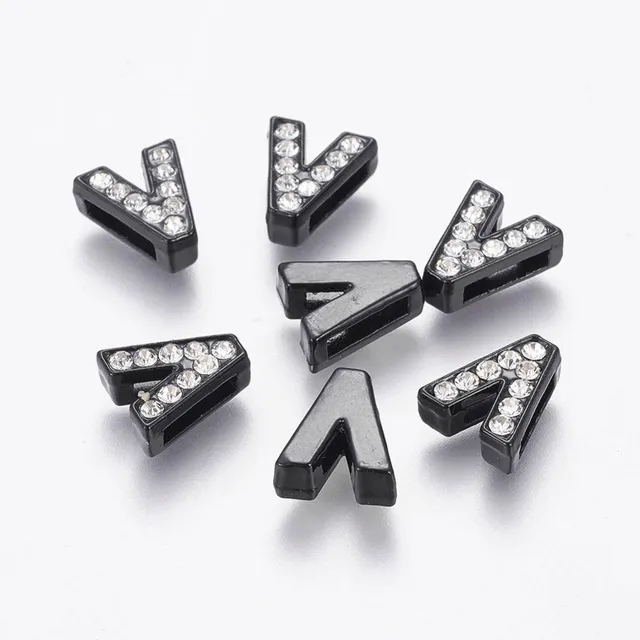 Gingerlily Perles lettre V perle noir cristal 11mm x1