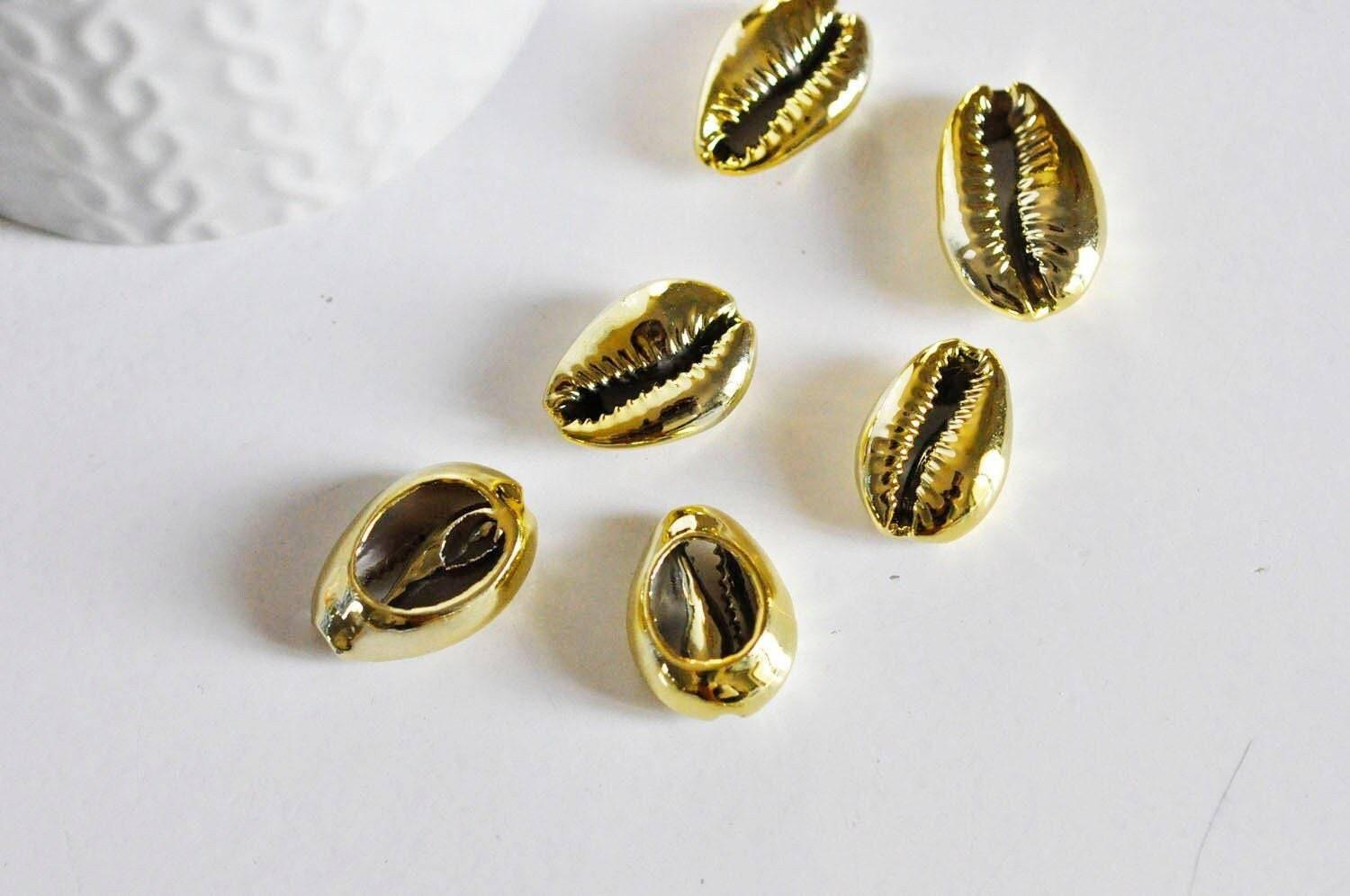 Gingerlily Pendentifs pour bijoux DIY G8154 cauri doré naturel 20mm les 5