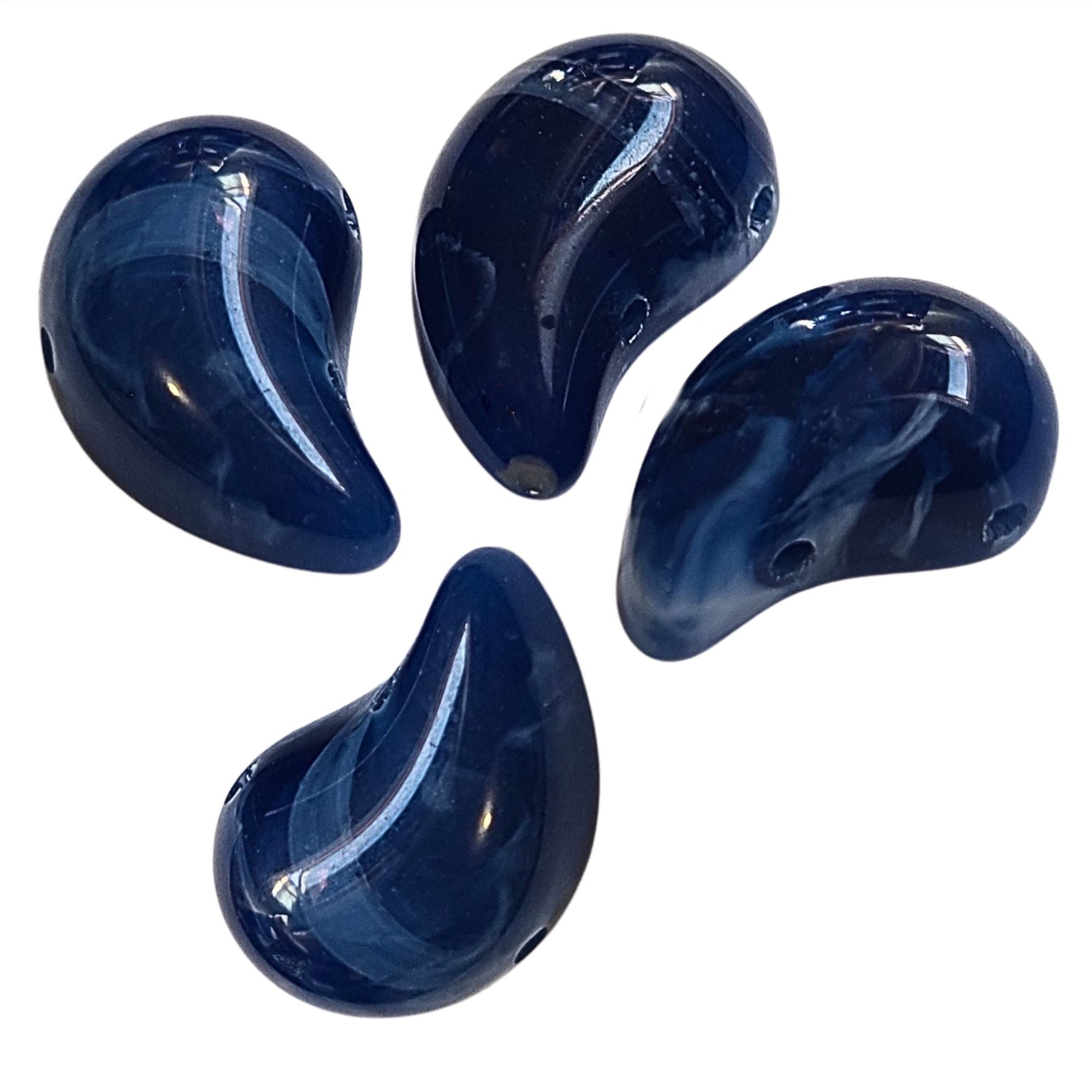 ARTSHOP Magatama perle bleu marbré 21x12 mm x1