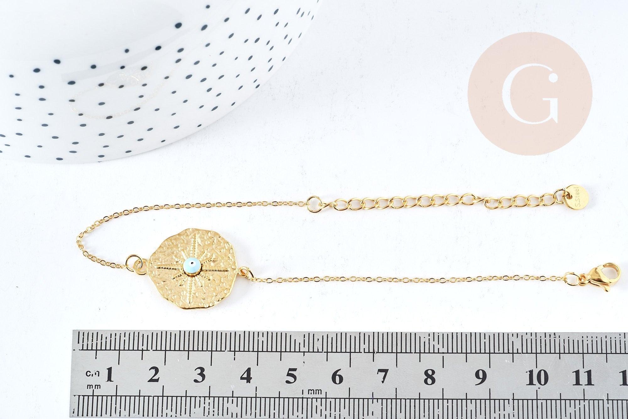 Gingerlily bracelet médaille étoile acier doré 25 cm x1