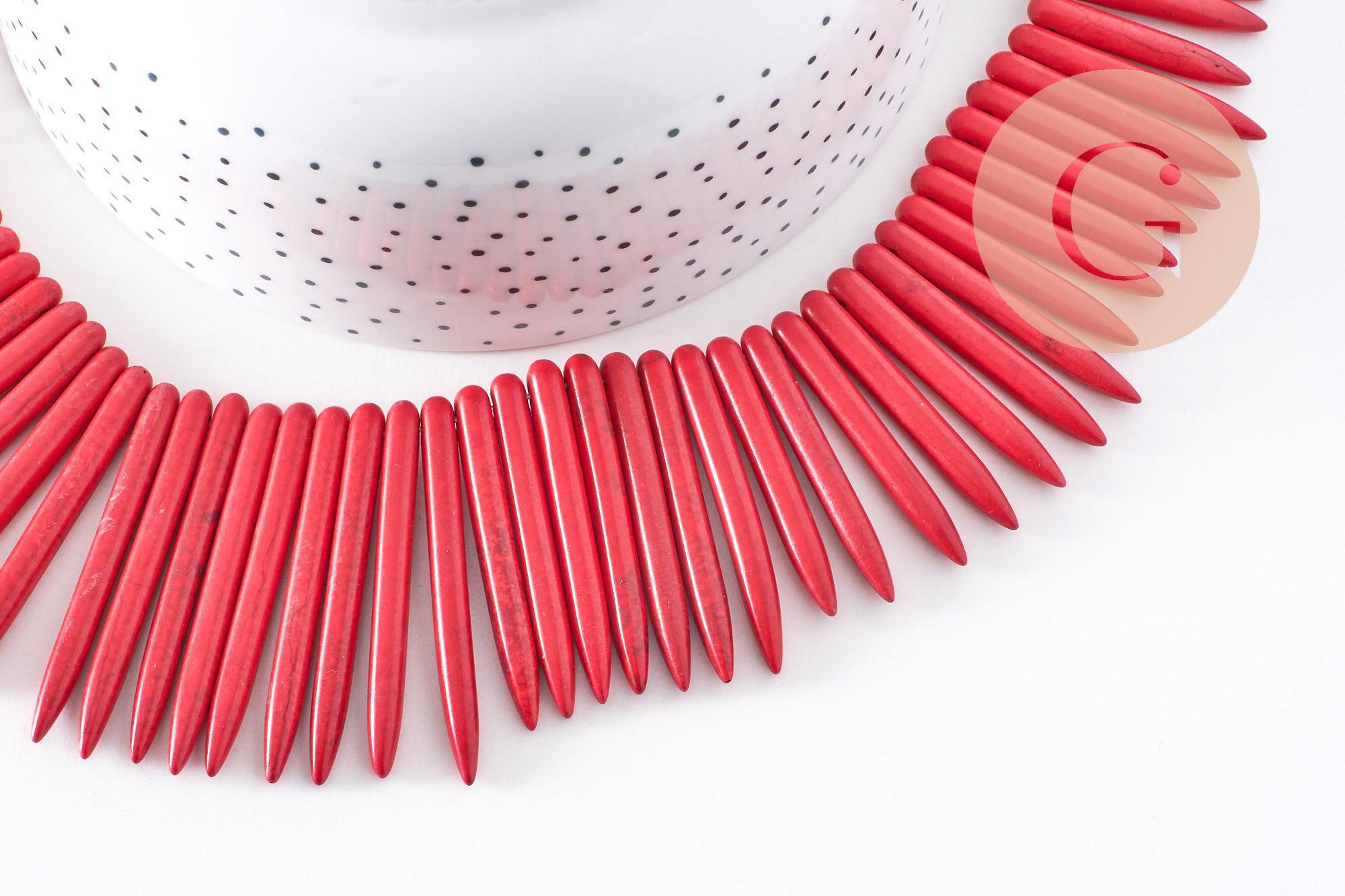 Gingerlily Perles pierre howlite rouge pointes 18-43mm fil