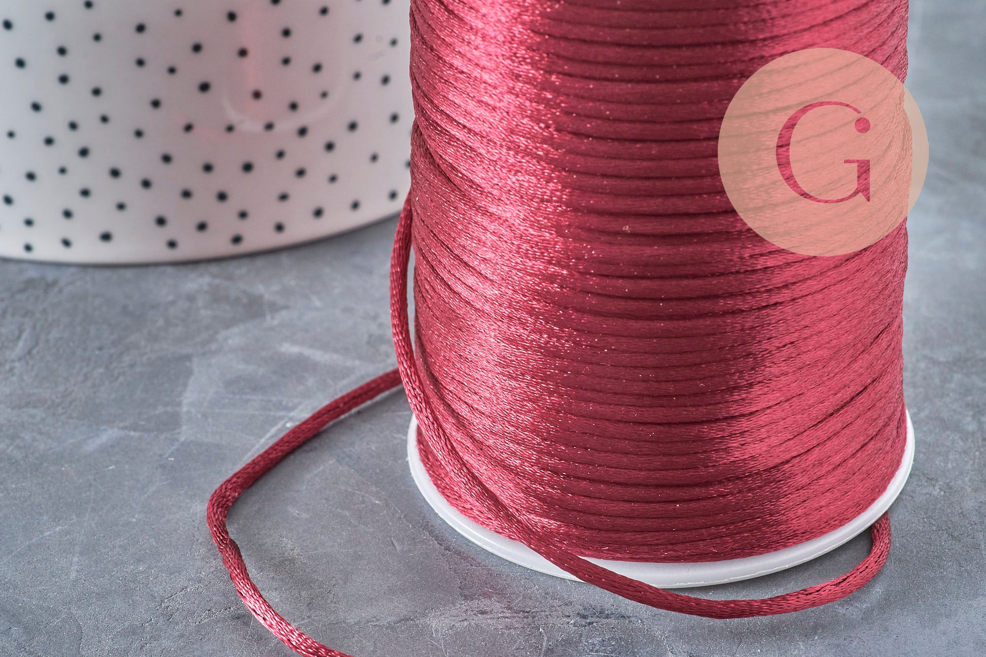 Gingerlily Cordon queue de rat bordeaux 2mm 5m satiné