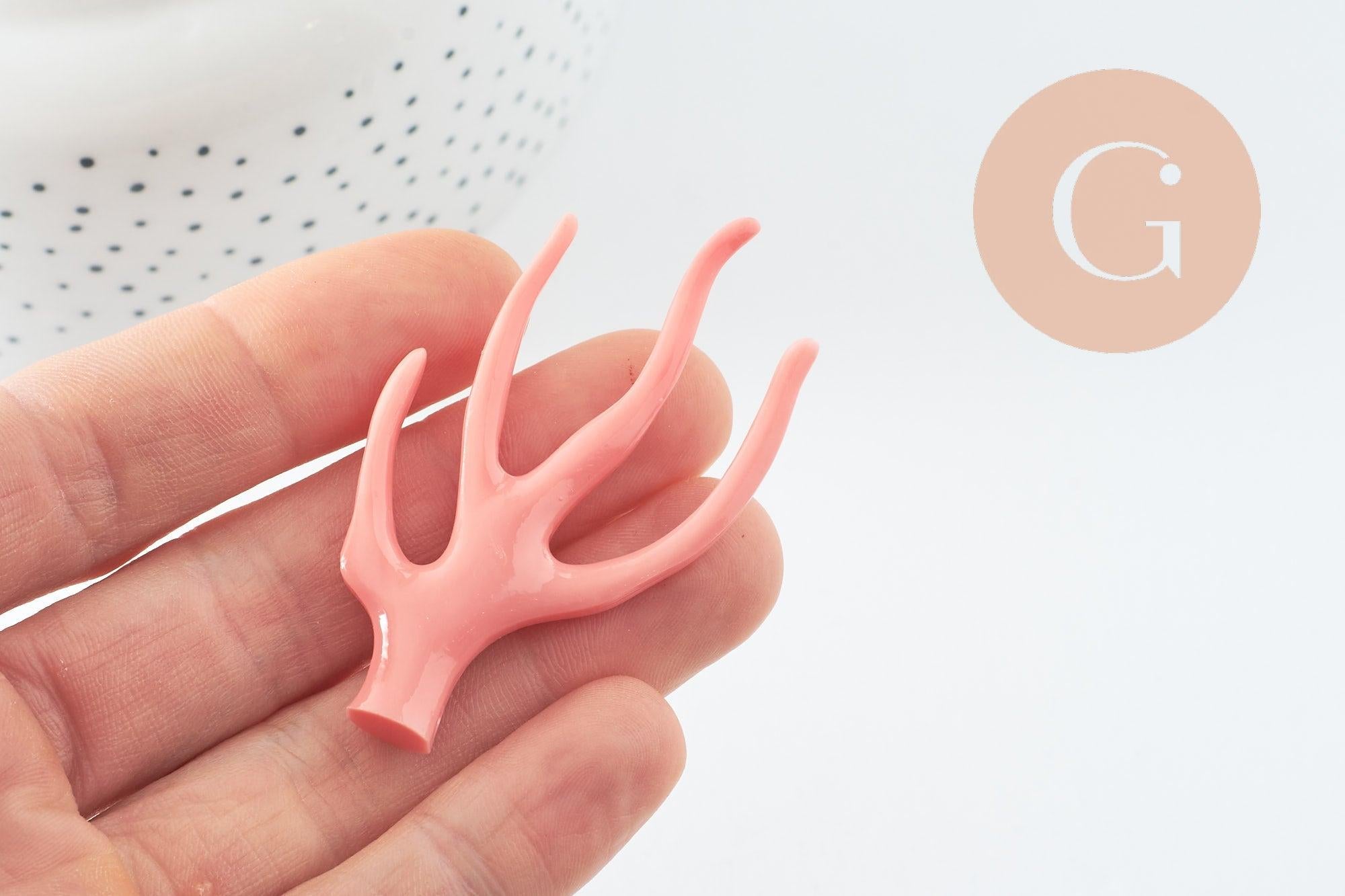 Gingerlily branche corail G9749 pendentif plastique rose 60mm x1