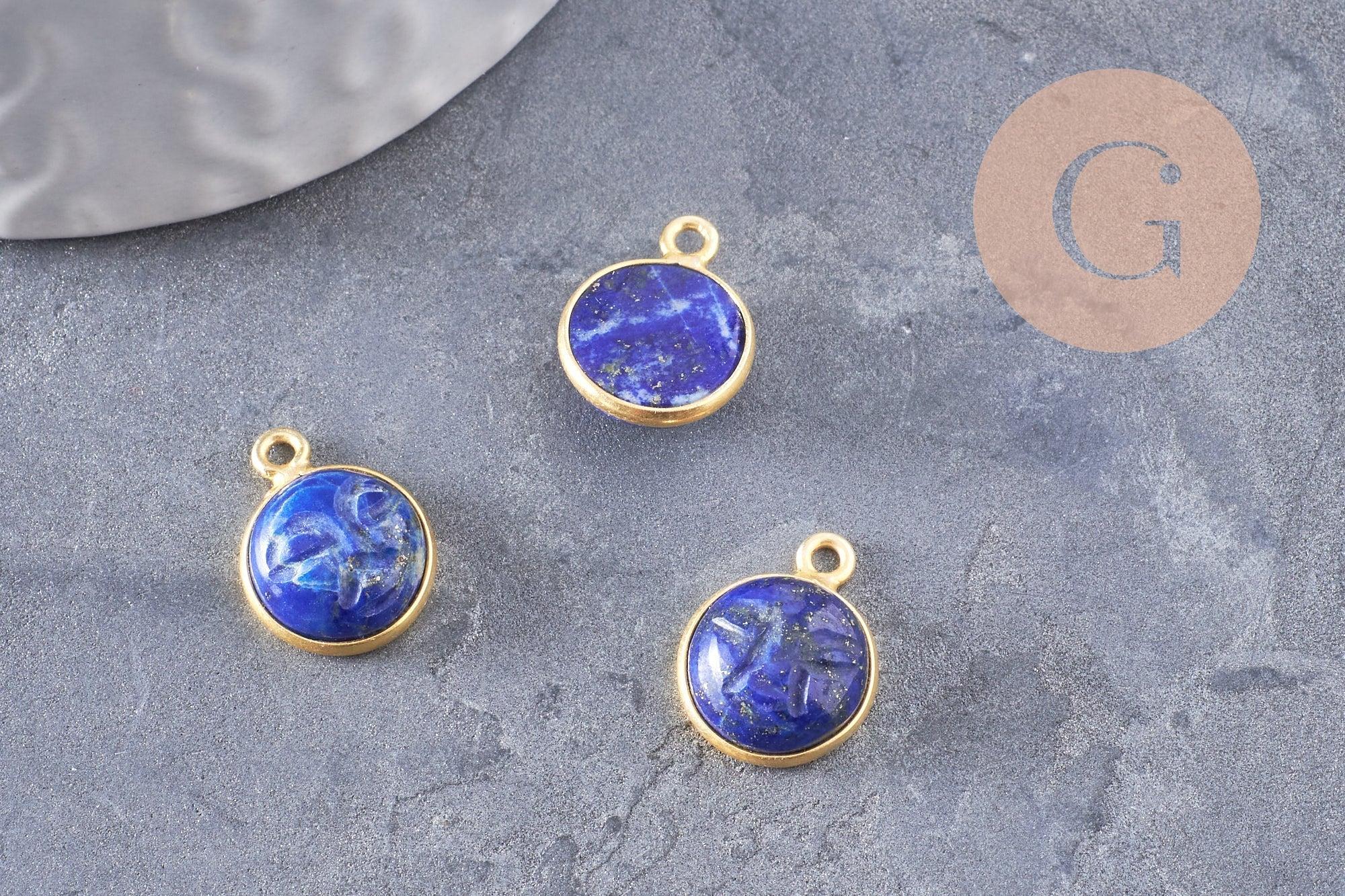 Gingerlily Pendentifs visage lune G9876 lapis lazuli 19mm x1