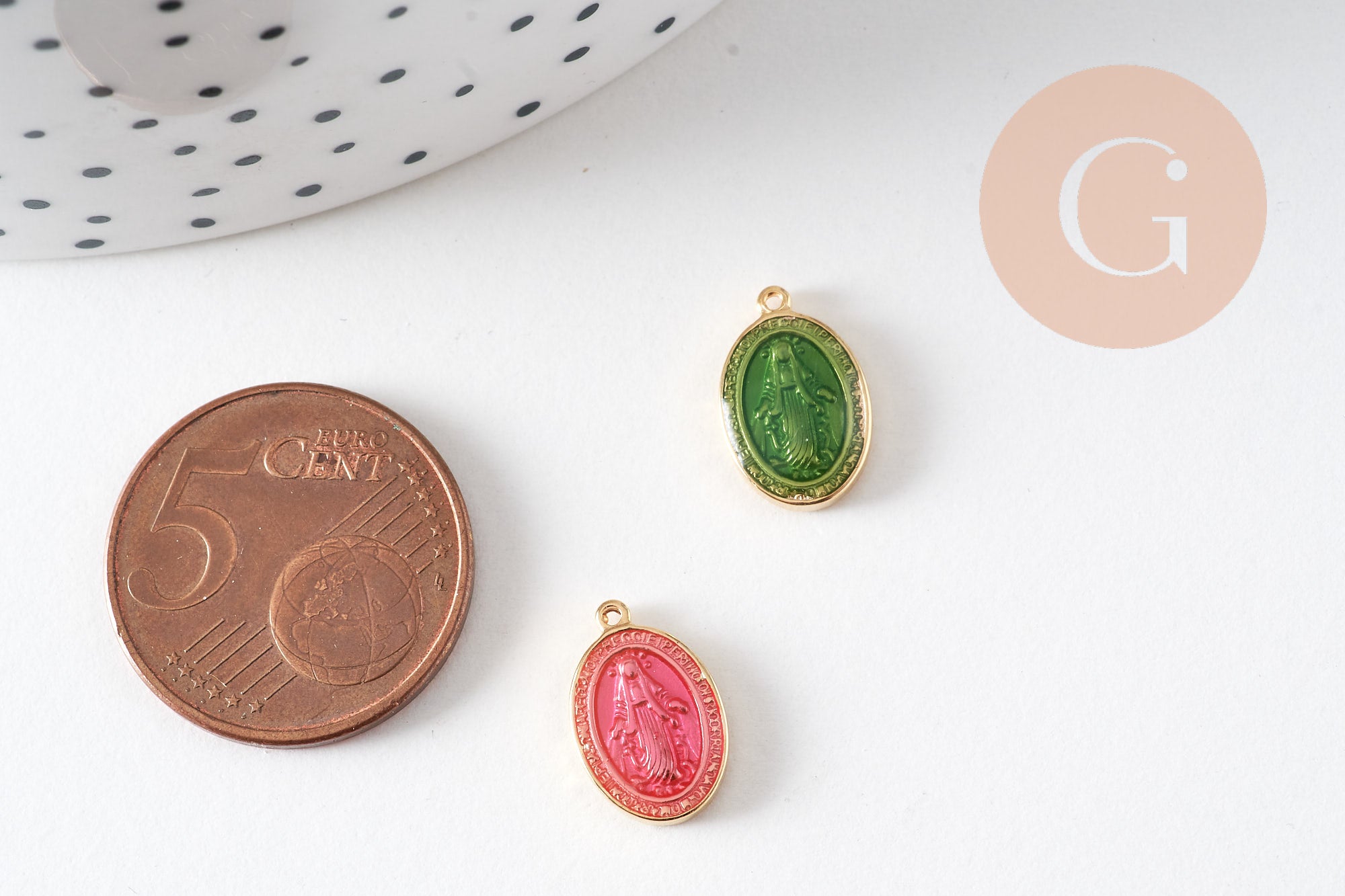 Gingerlily Pendentifs G10759 médaille Vierge Marie dorée 13mm