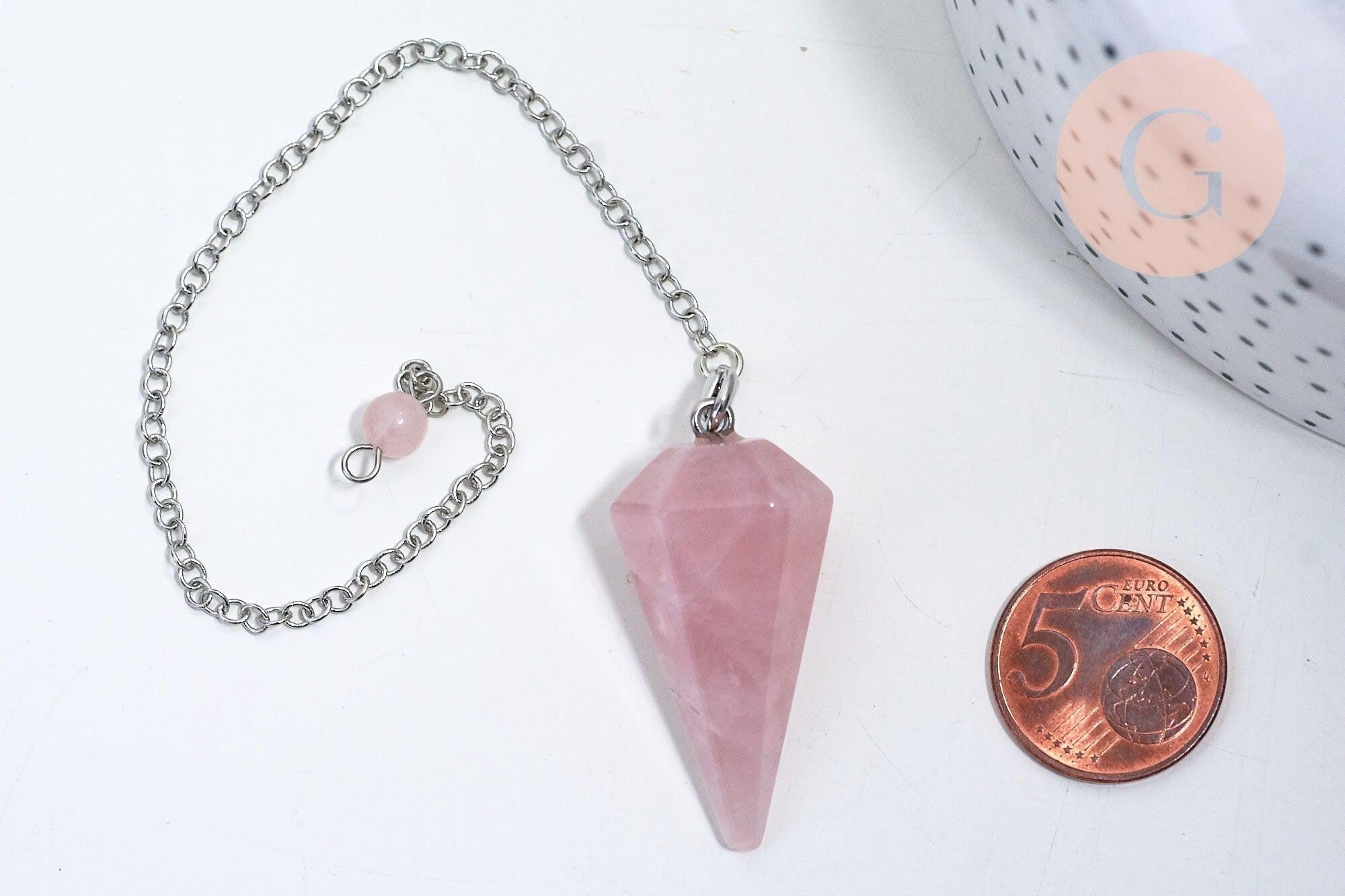 Gingerlily Pendule quartz rose 23cm x1 chaîne argent
