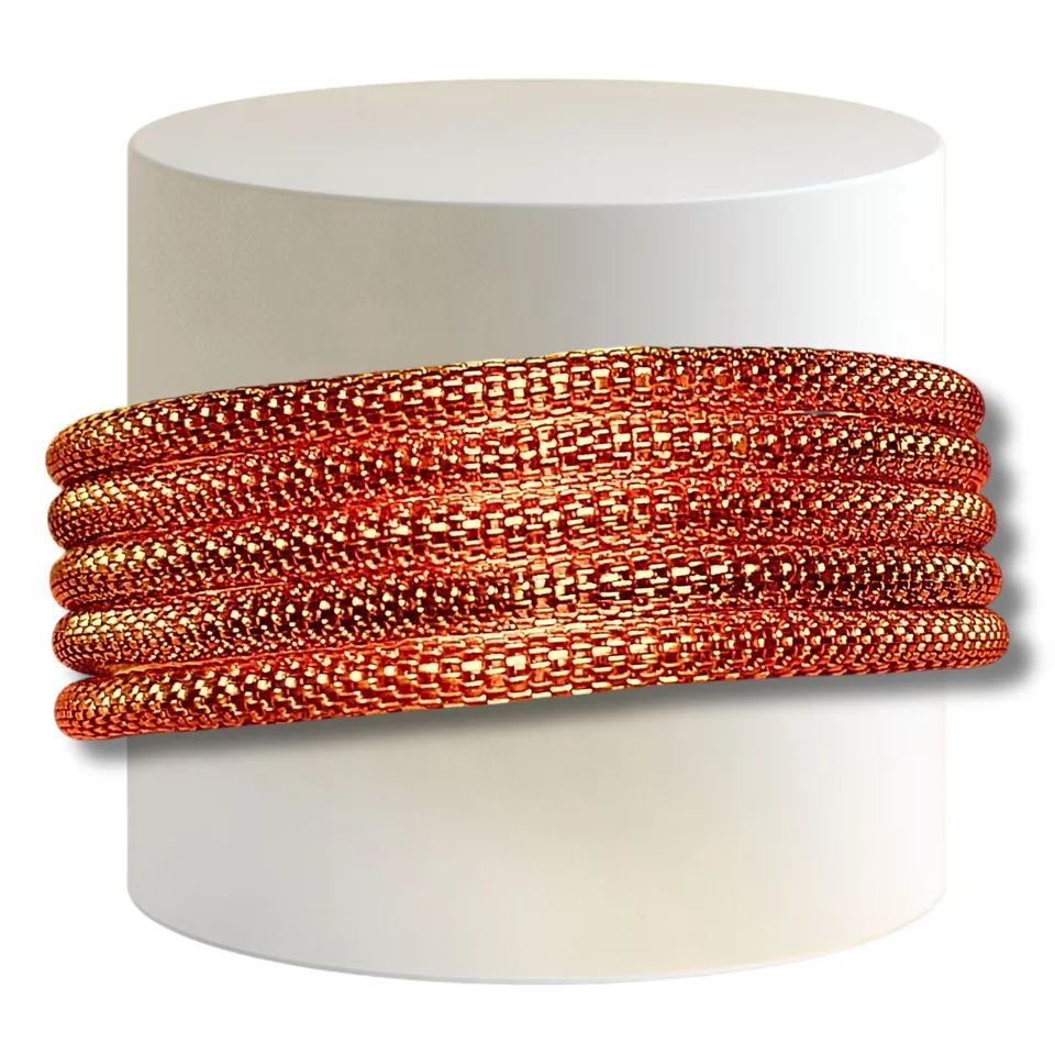 ARTSHOP Cotte de Mailles 10 bracelet élastique mandarine brillant x10
