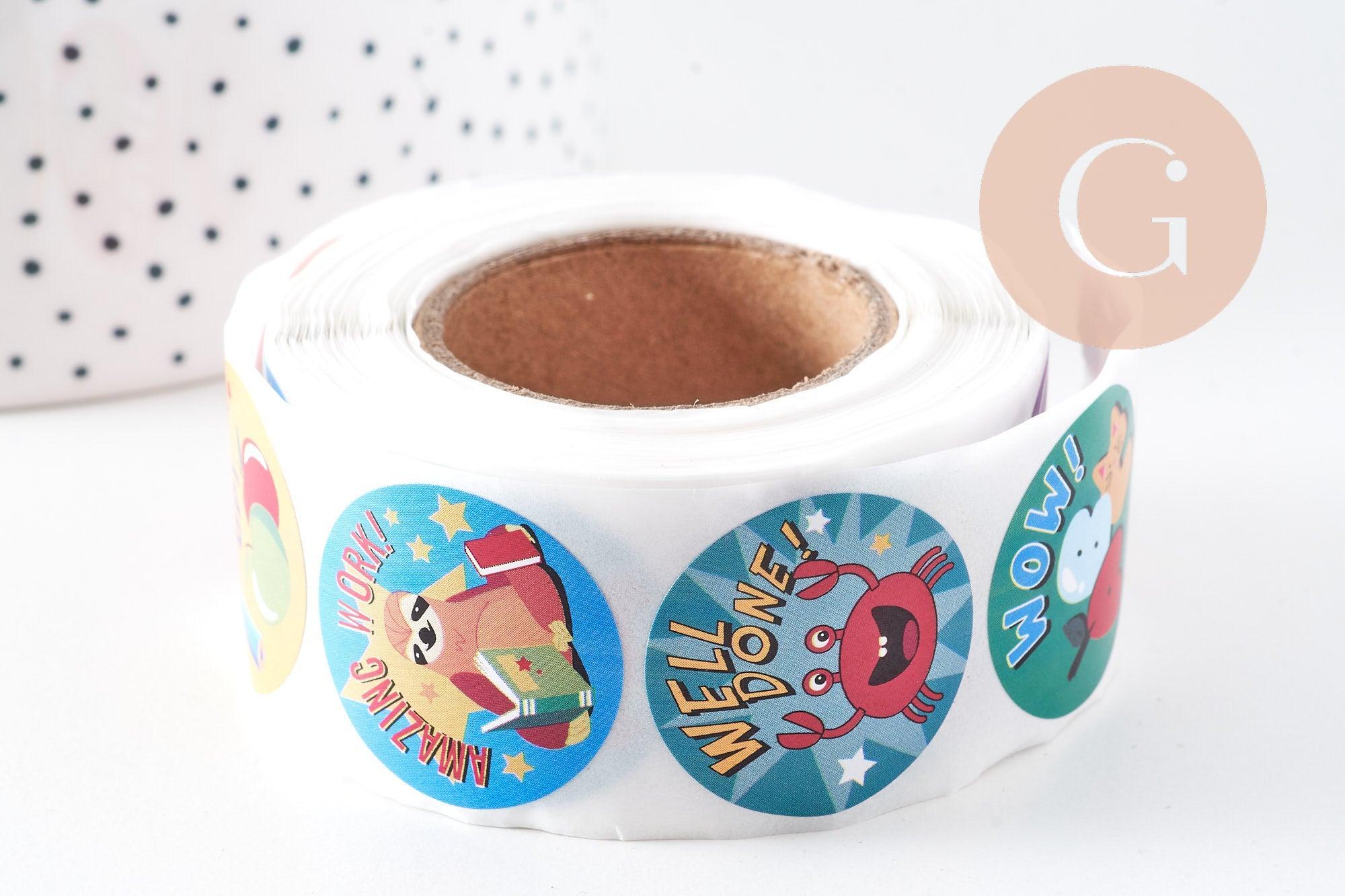 Gingerlily Stickers encouragements anglais animaux 30mm x500