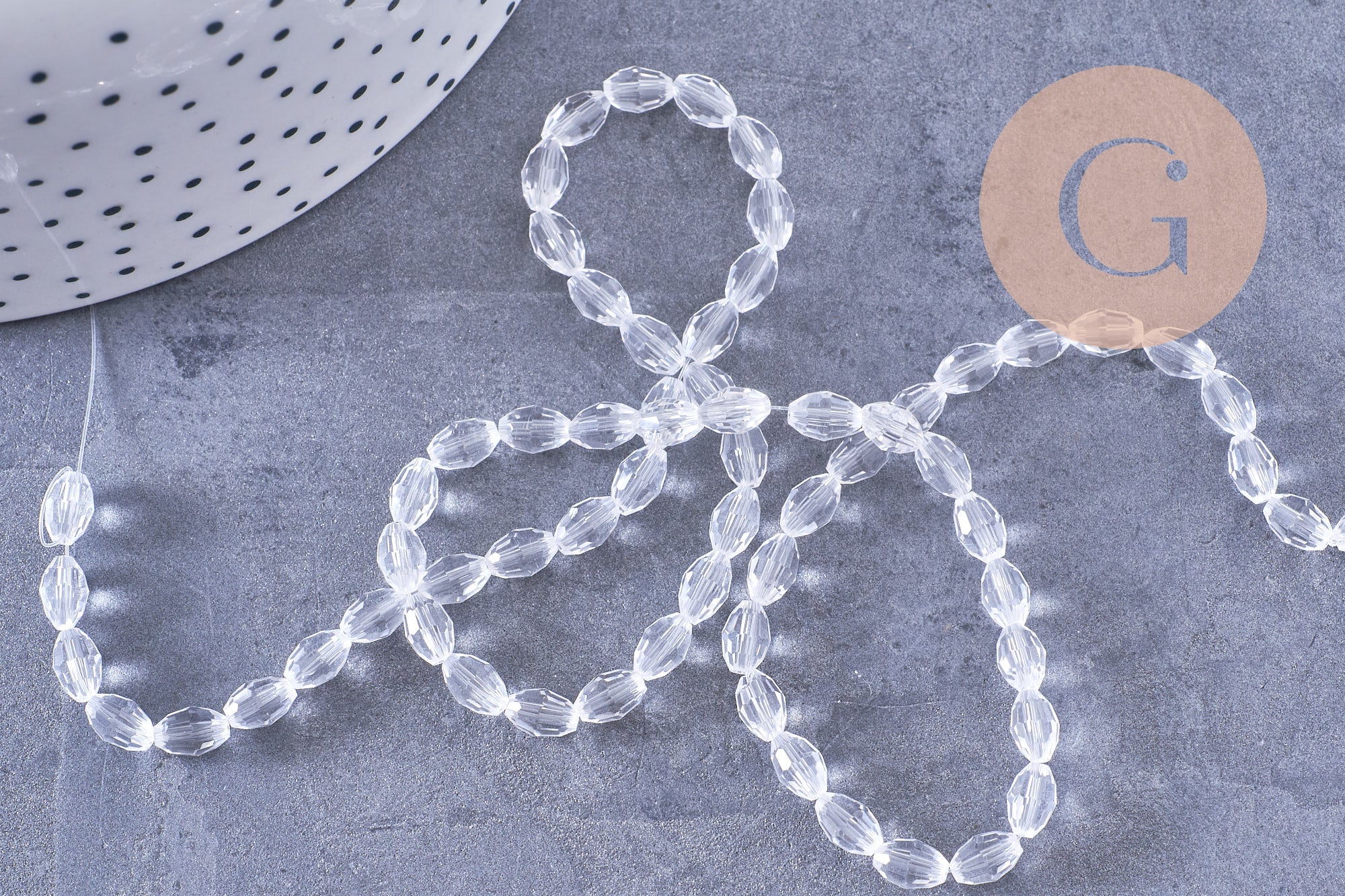 Gingerlily Perles ovale G10584 perles verre transparent 38cm