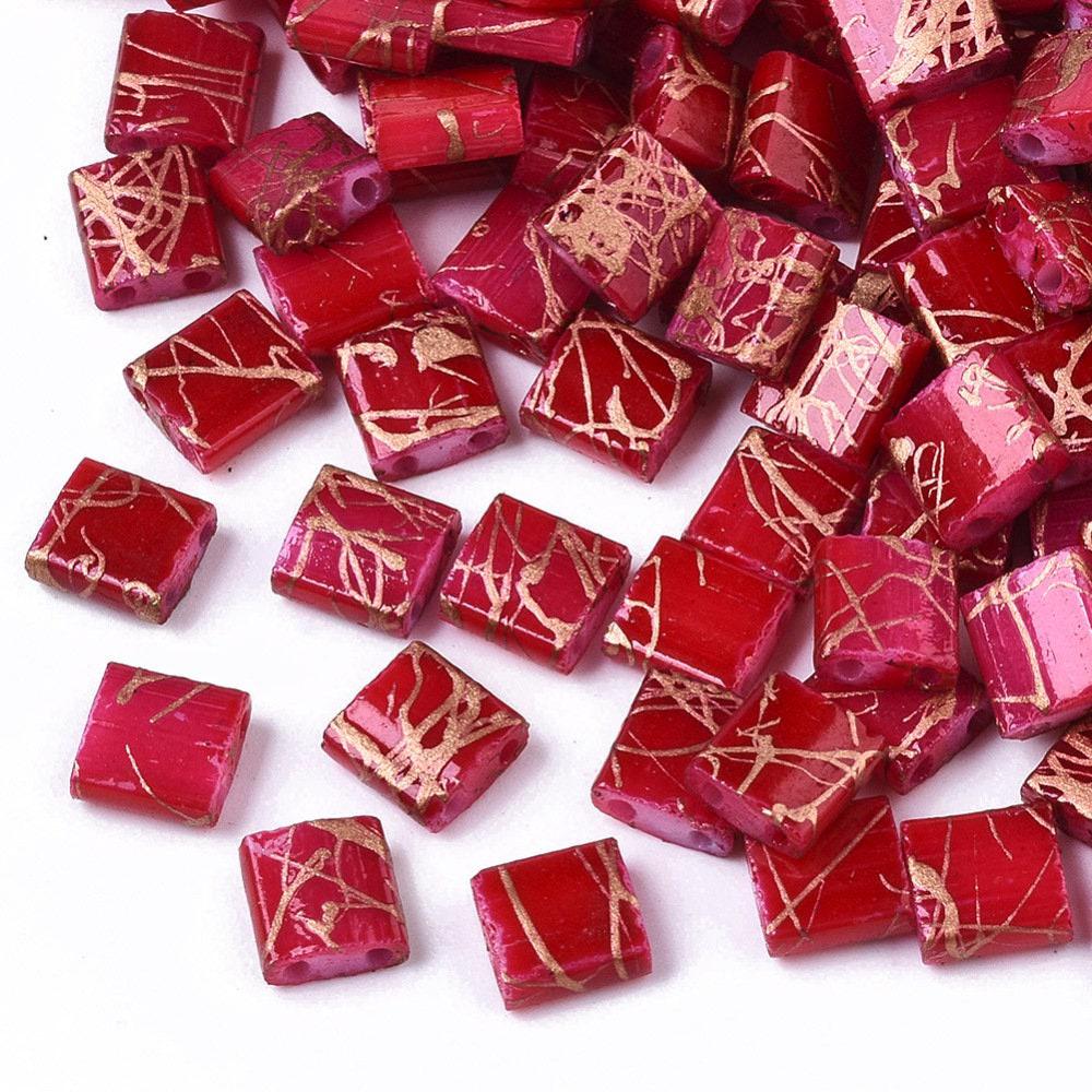 Gingerlily Perles G5477 perles rocaille carré rouge 4.5mm x50