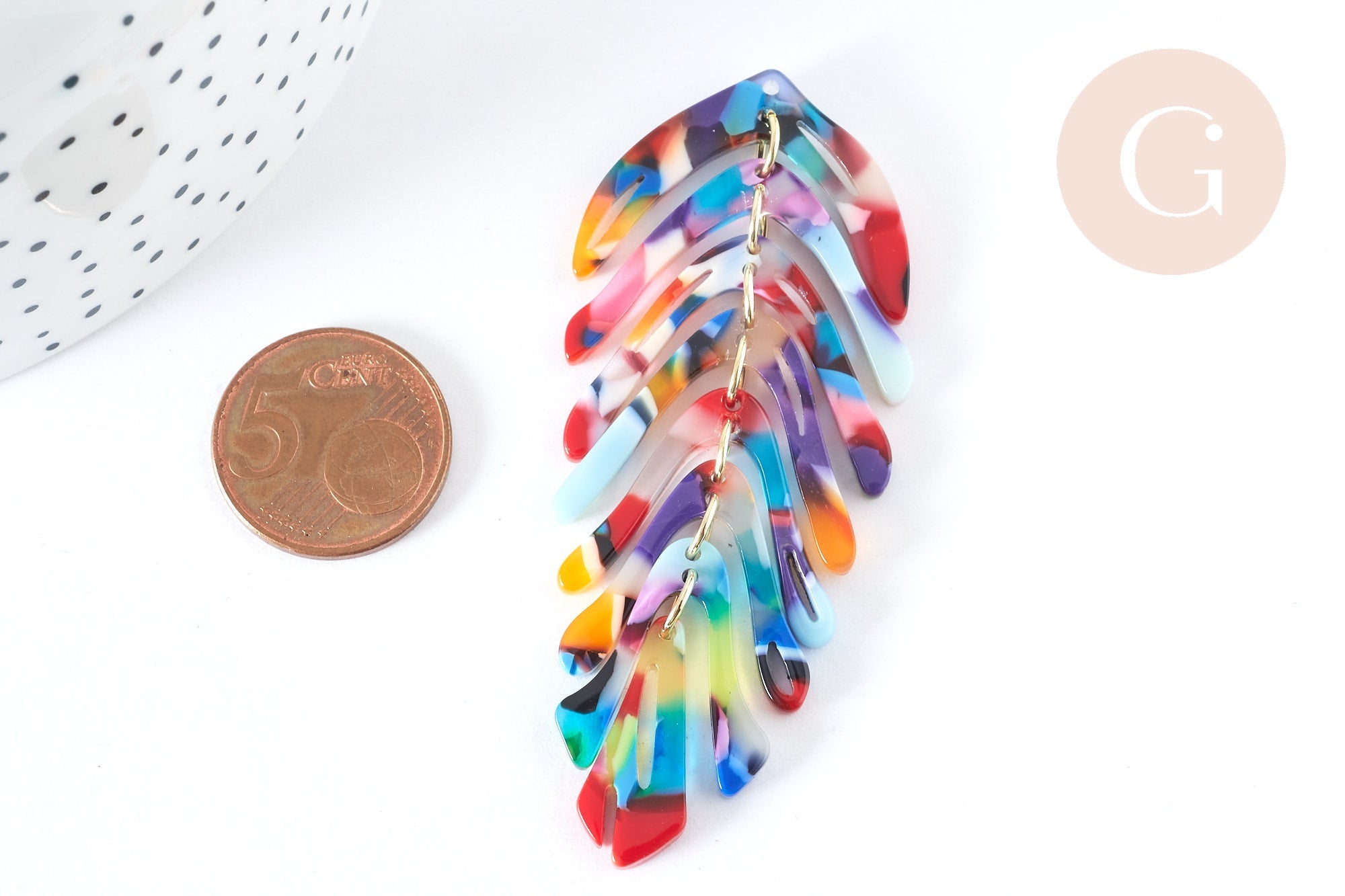 Gingerlily Pendentifs feuille G7299 pendentif acétate lot de 2 70mm