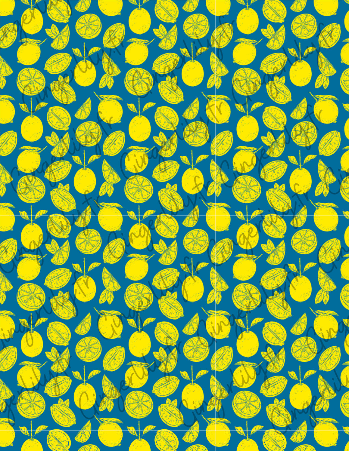 Gingerlily Pâte polymère G11010 feuille citrons bleu 14x10cm