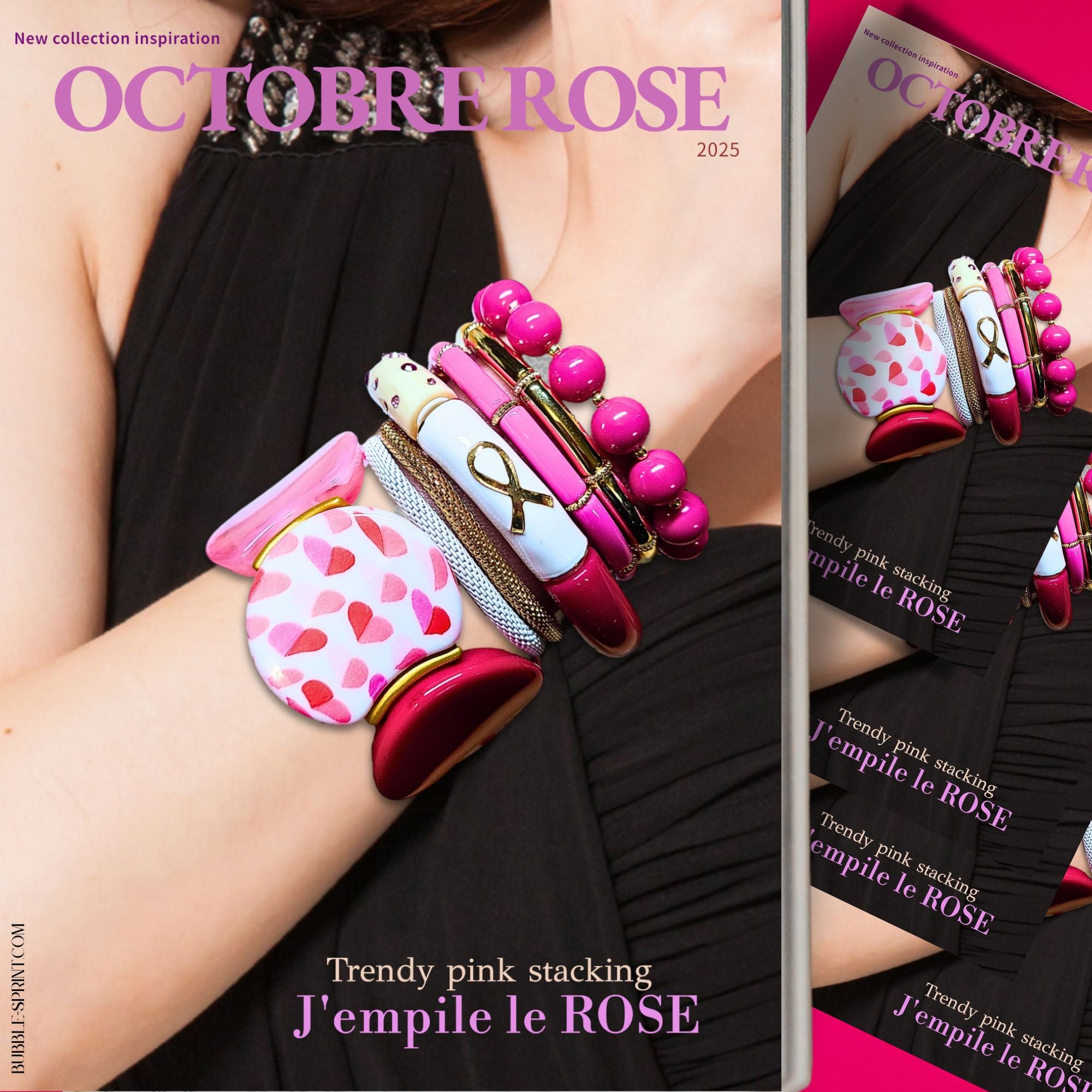 ARTSHOP Camaïeu 233 lot 6 tubes 12MM ruban rose strass