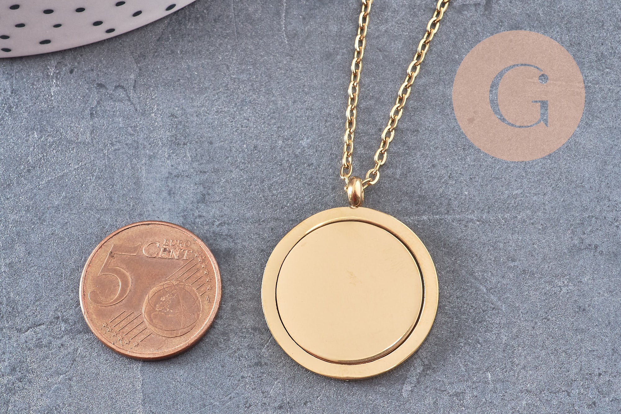Gingerlily Bijoux personnalisés G10928 collier rotatif doré sans gravure