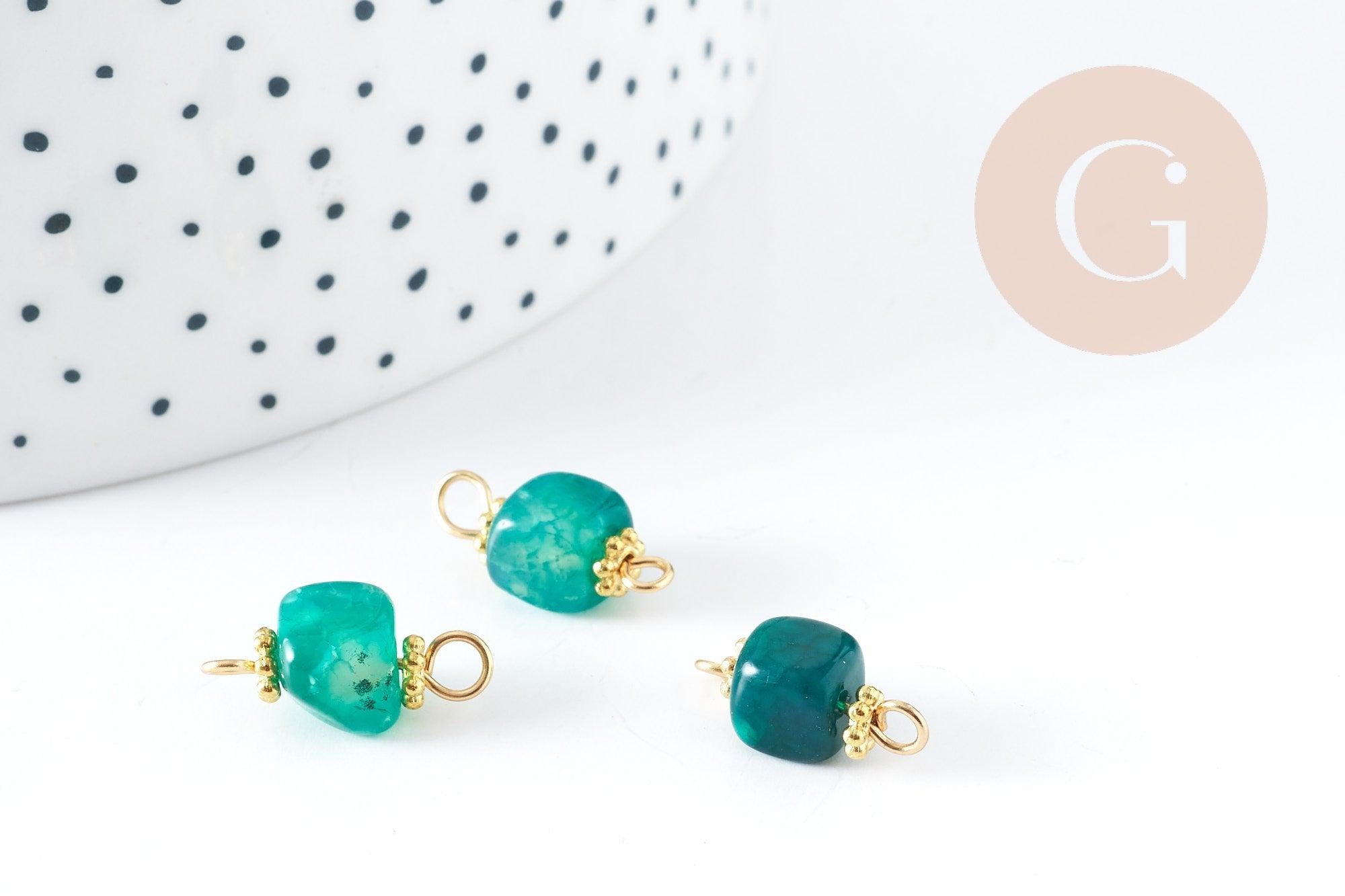 Gingerlily G9103 connecteur cube agate verte 17mm