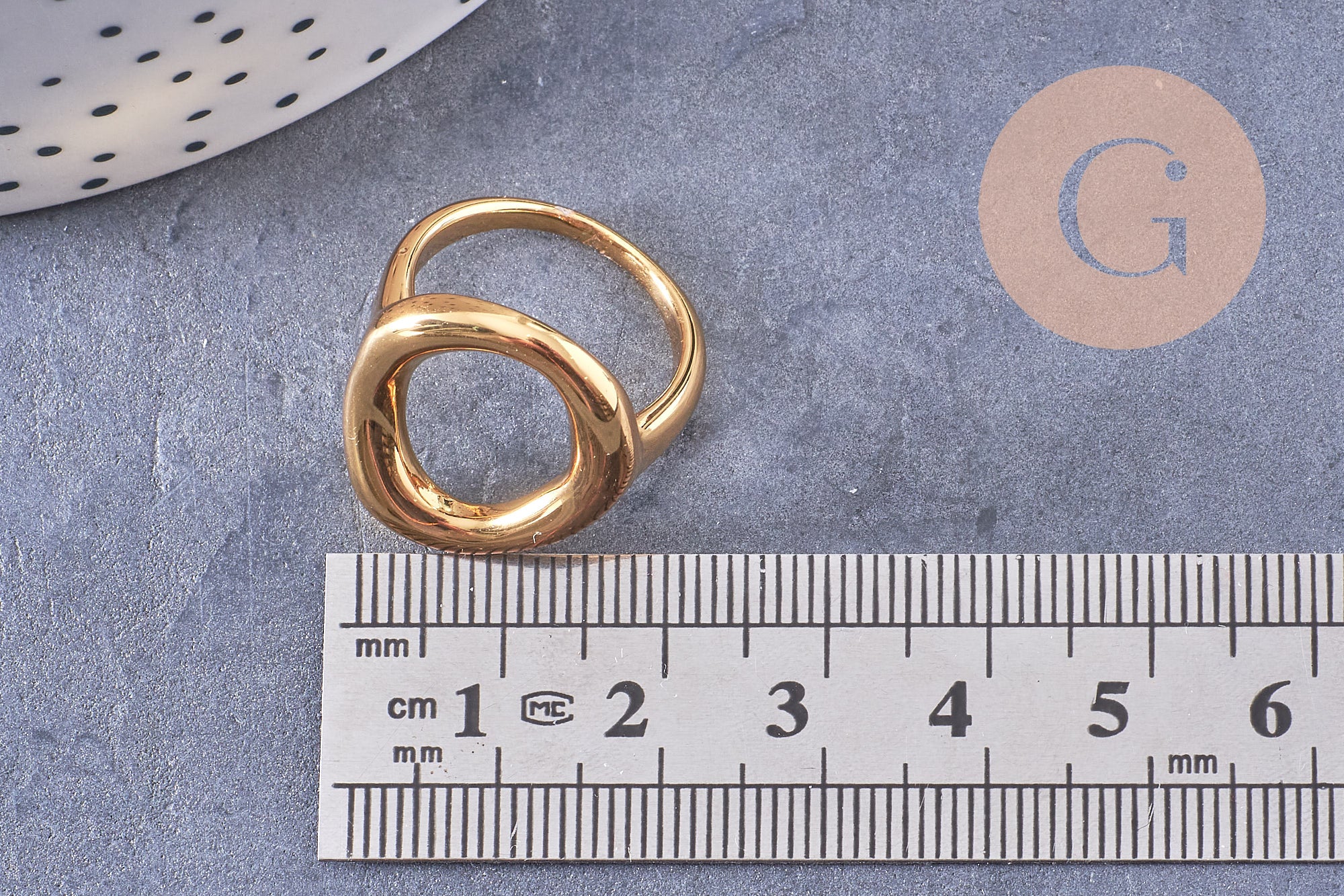 Gingerlily Bague cercle G10588 acier doré taille 57 x1