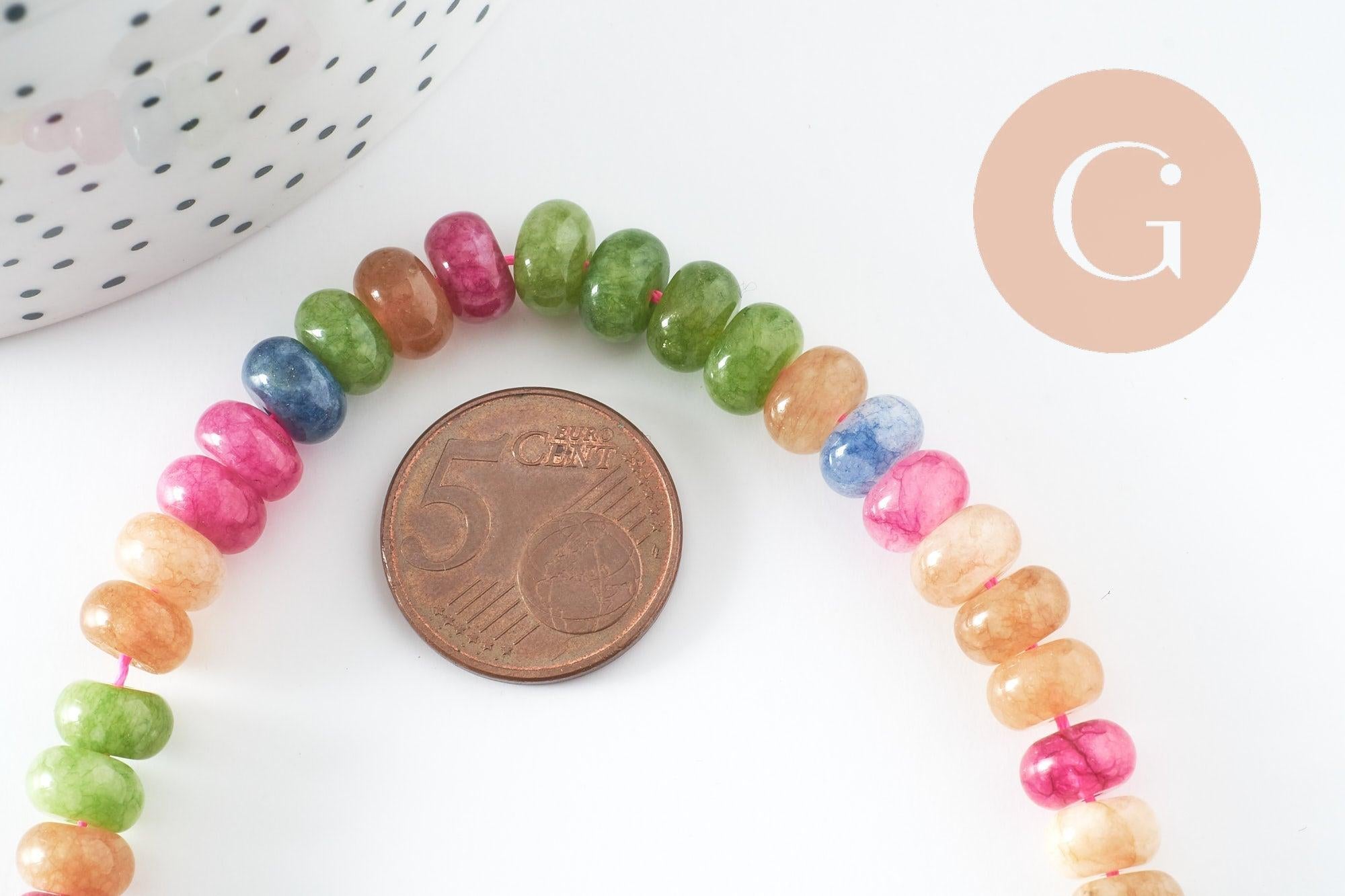 Gingerlily perles rondelle jade multicolore 8mm fil 37cm