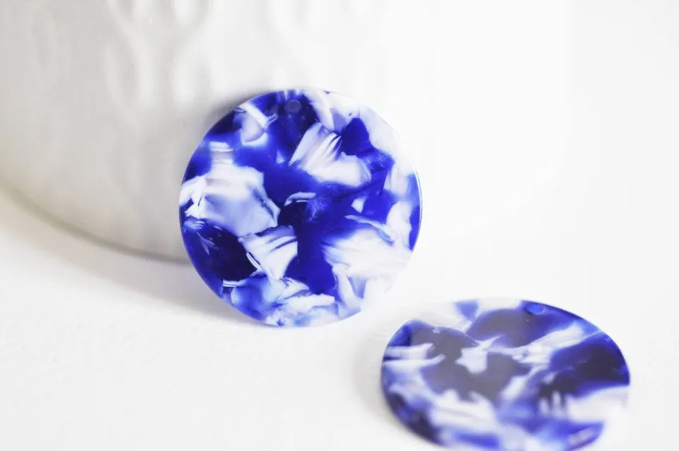 Gingerlily Apprêts connecteur acétate cercle bleu nuit 2,7cm x2
