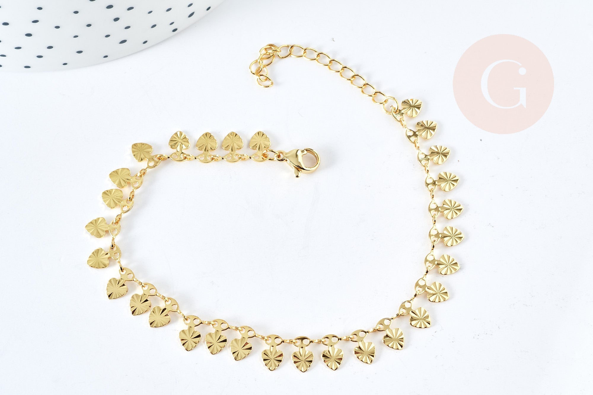 Gingerlily Bracelet G8080 laiton doré maille pastille 17,5cm x1