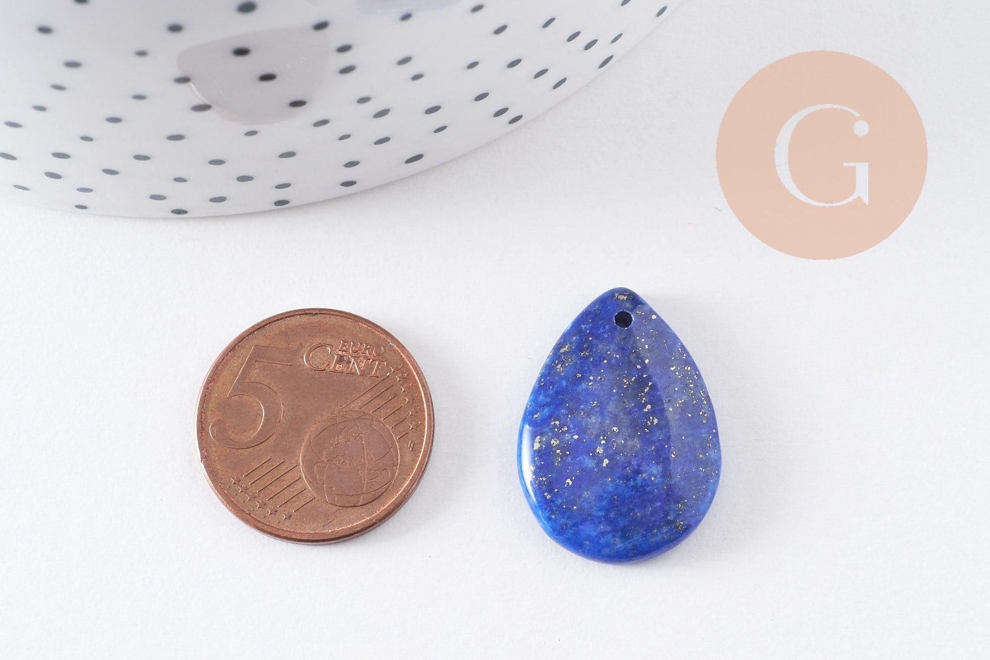 Gingerlily pendentif goutte lapis lazuli 25,5 mm x1 bleu
