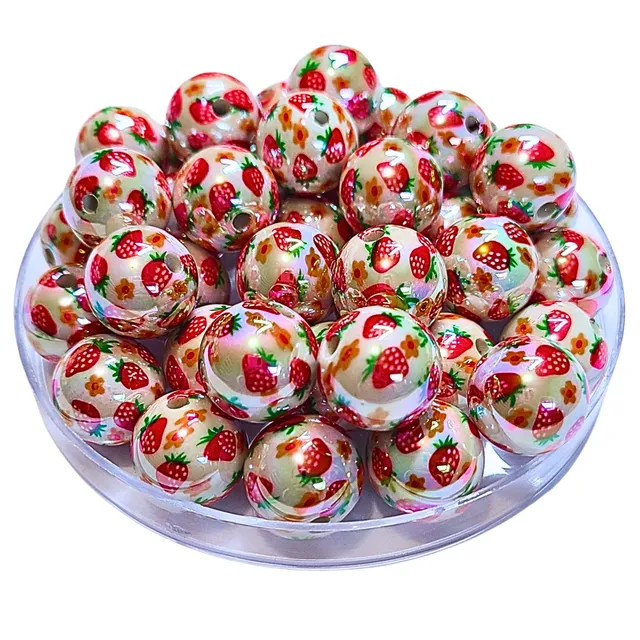 Artshop Boules 16 mm 335 fraises acrylique x1 boule ronde