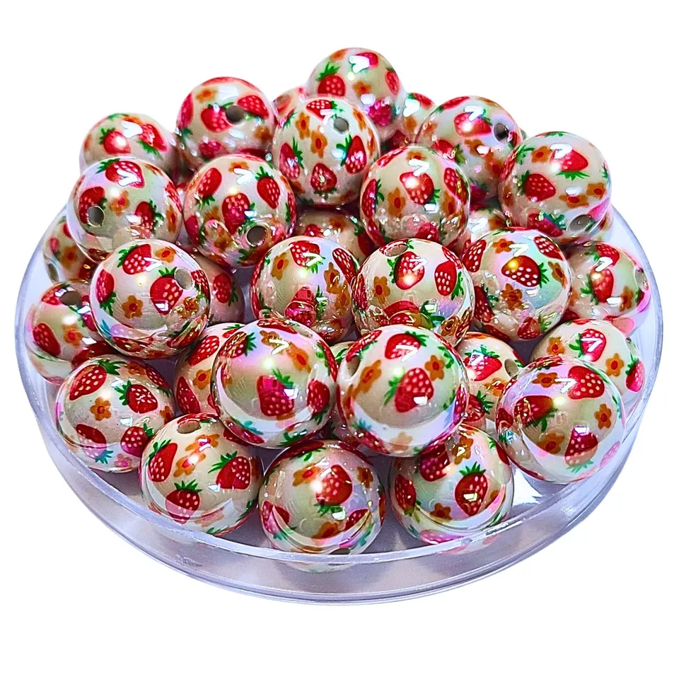 Artshop Boules 16 mm 335 fraises acrylique x1 boule ronde