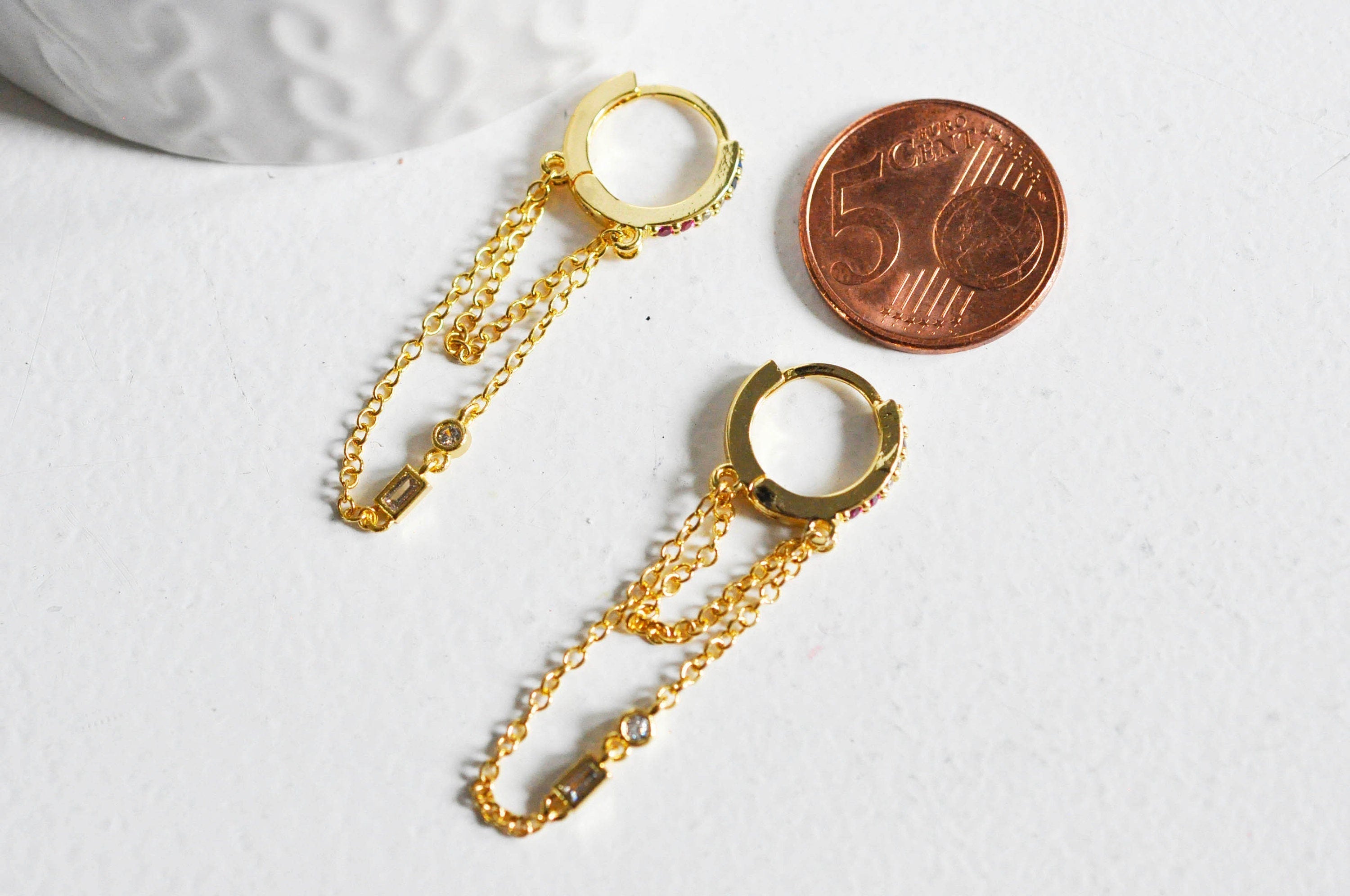 Gingerlily Boucles G3777 créoles laiton doré zircons x2