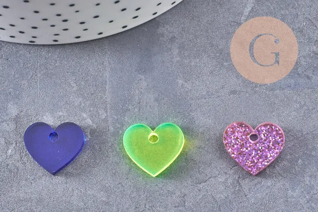 Gingerlily Pendentifs petit coeur pendentif acrylique 15 mm x4