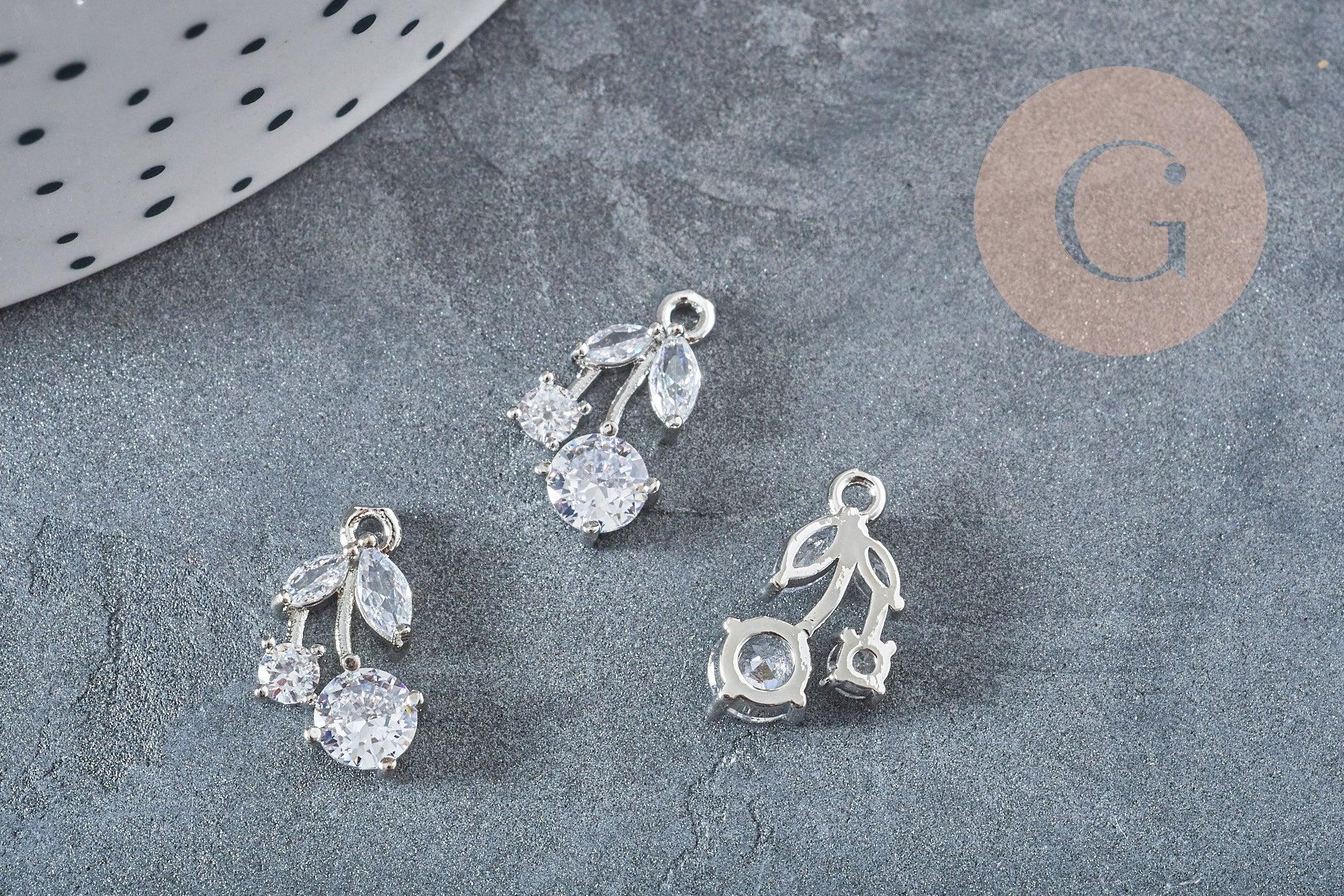 Gingerlily Pendentifs Cerise G8894 pendentif 14mm zircons blancs