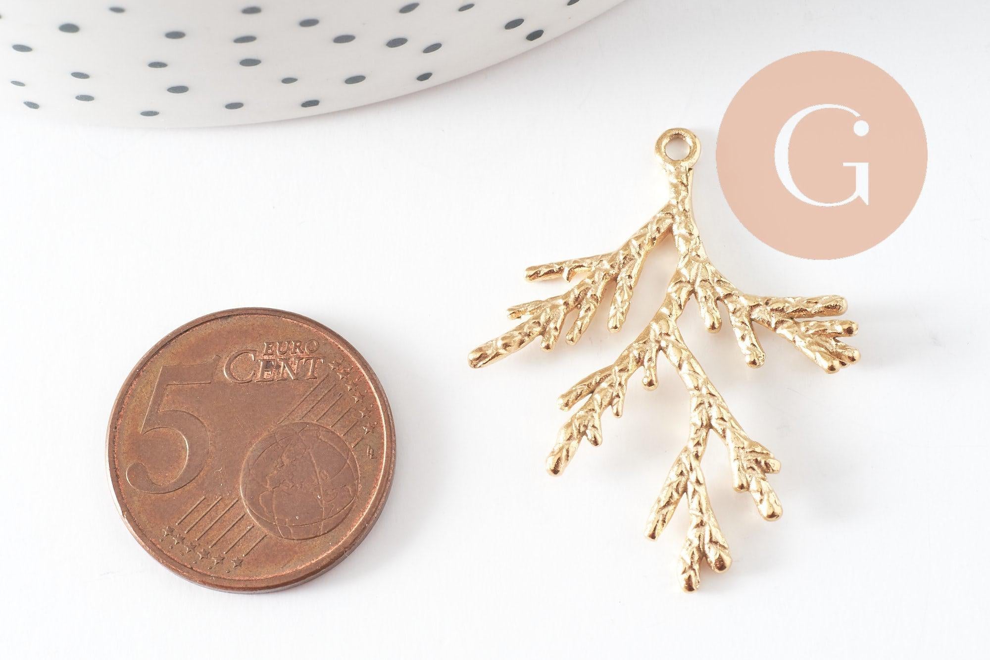 Gingerlily Pendentifs G9670 branche corail doré 35mm x1