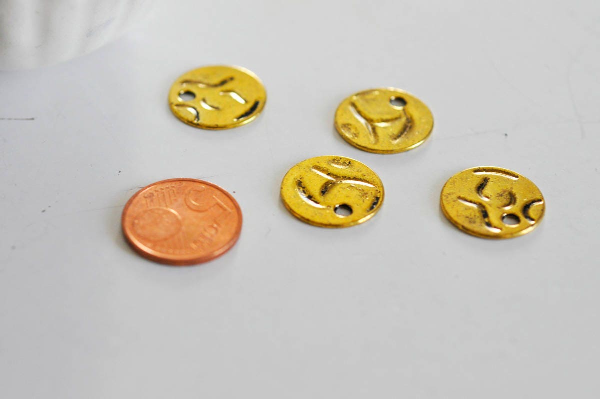 Gingerlily Pendentifs DIY médaille ronde dorée 19mm x5