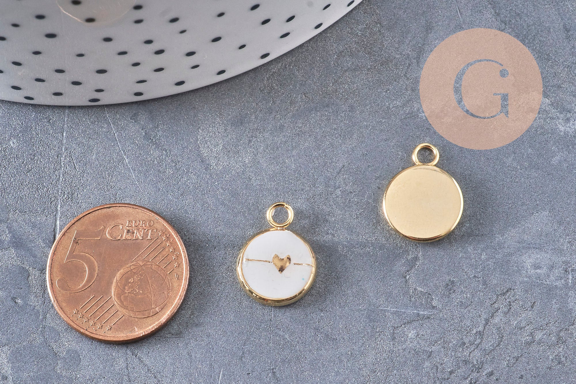 Gingerlily Pendentif cœur acier doré 8mm l'unité